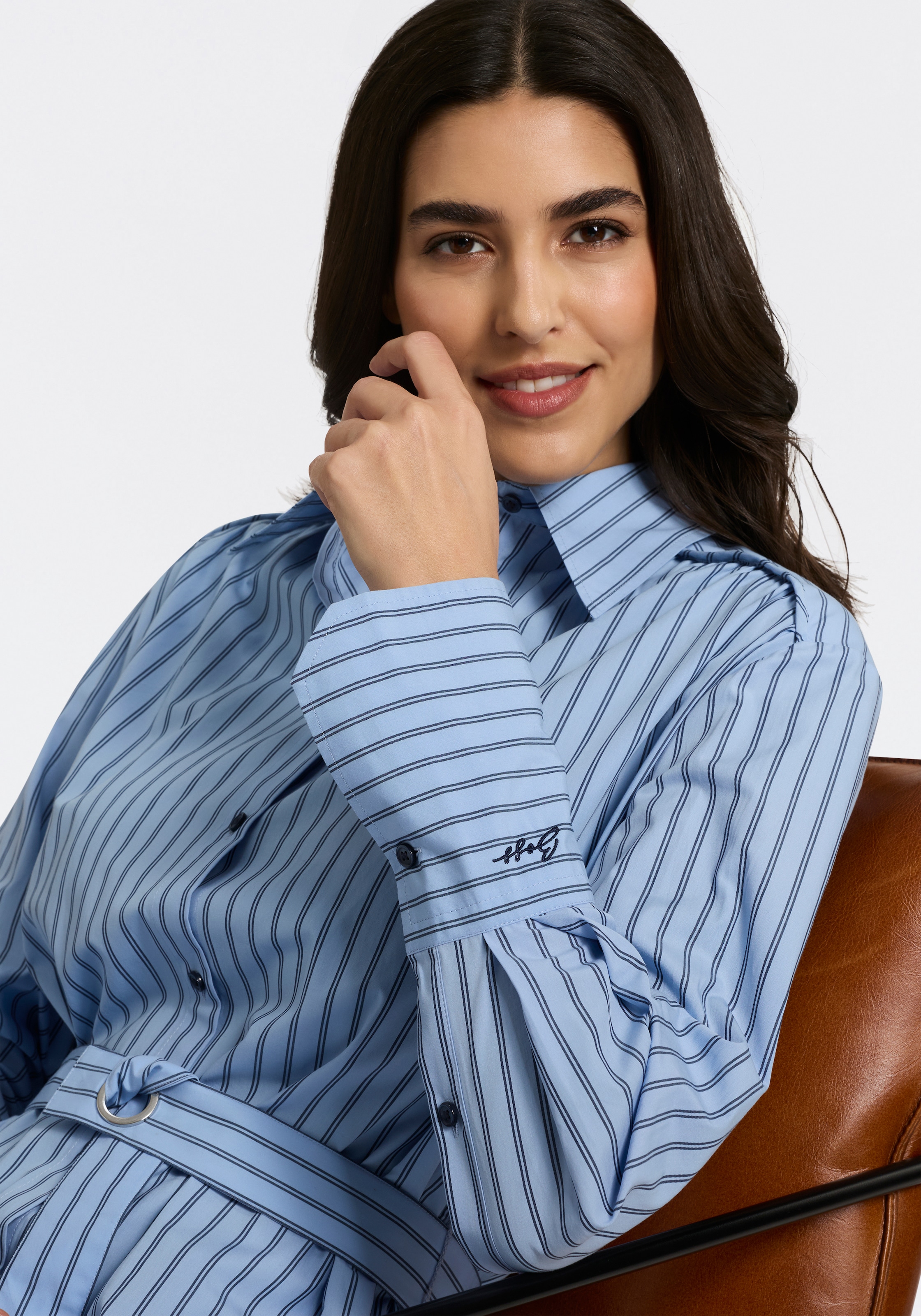 BOSS ORANGE Hemdblusenkleid »Delegant Premium Damenmode« mit Gürtel, Midi-Länge