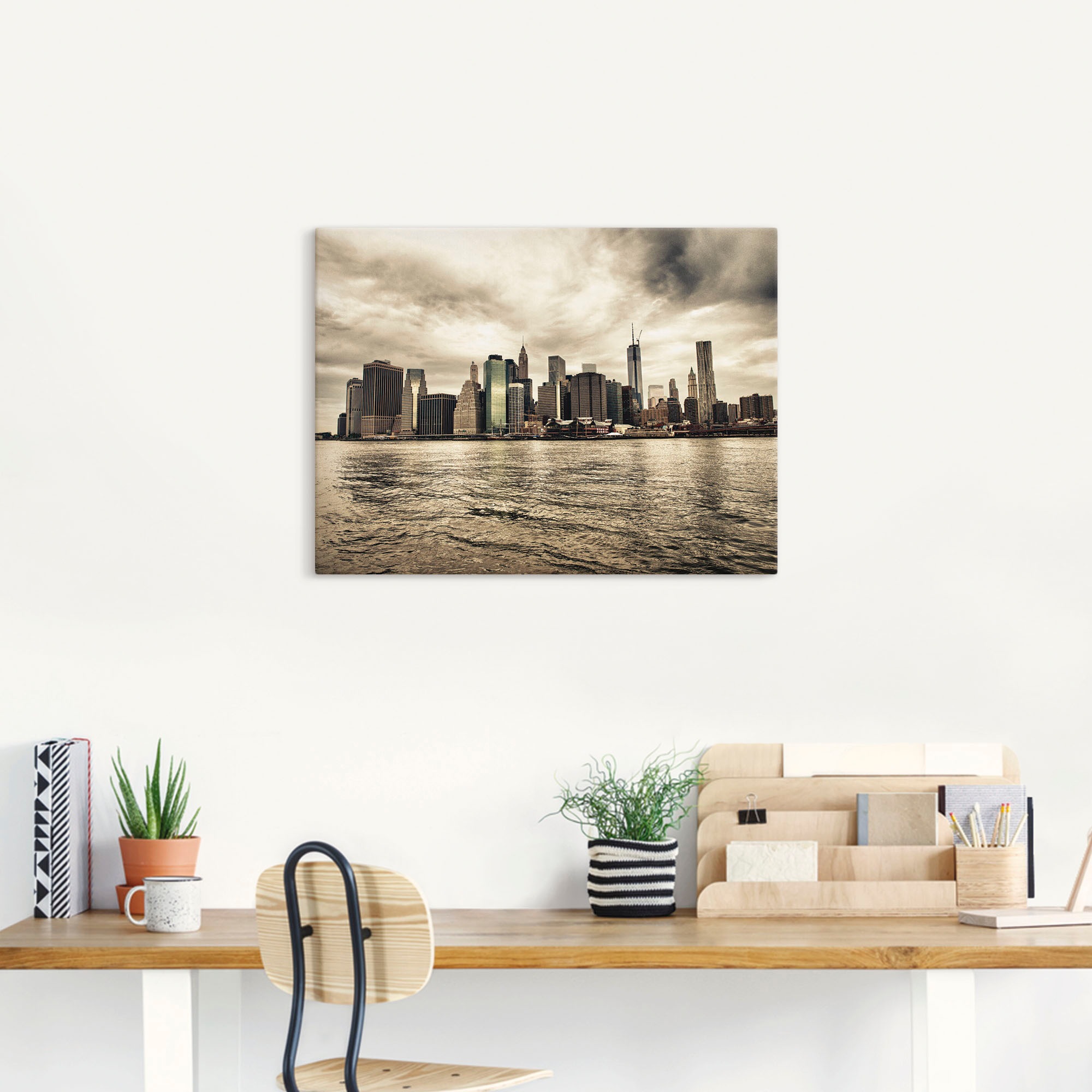 Artland Leinwandbild "Lower Manhattan Skyline" Amerika 1 Stk. tlg. auf Holz günstig online kaufen