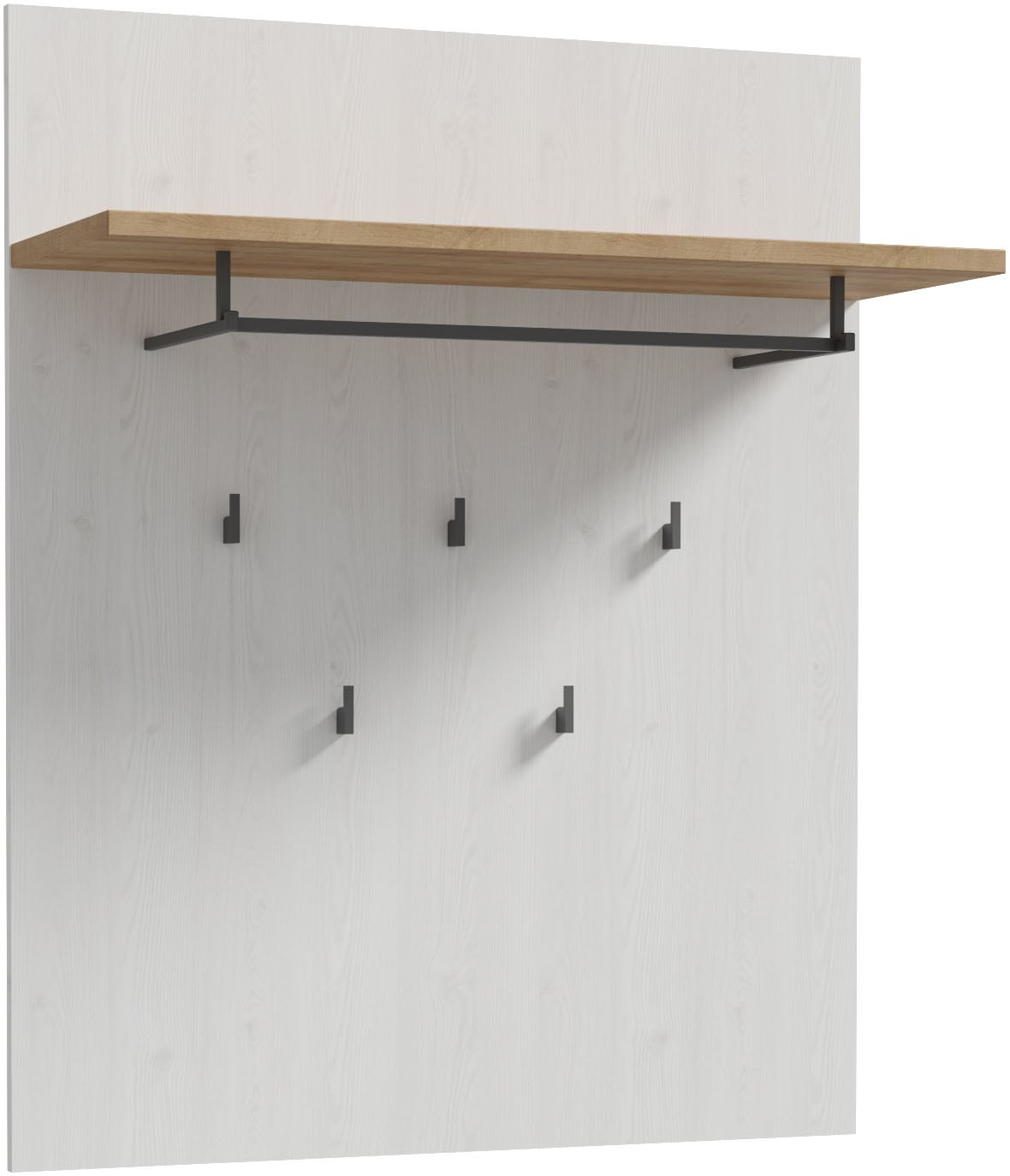 FORTE Garderobenpaneel »Bohol Paneel 5 Haken, Kleiderstange, Ablageboden« B/H/T 86,5/1056/30 cm