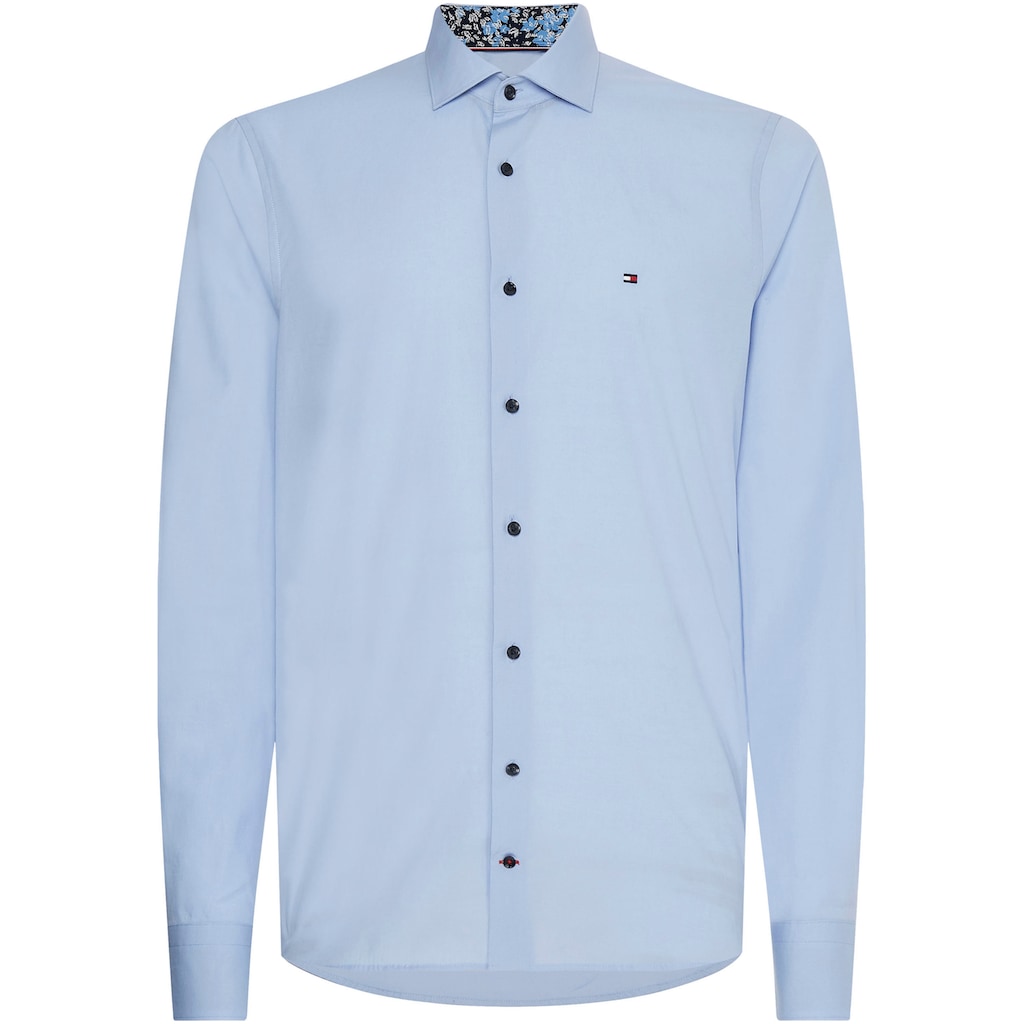 Tommy Hilfiger TAILORED Langarmhemd »CL SOLID POPLIN SF SHIRT«, mit floralem Muster in der Krageninnenseite