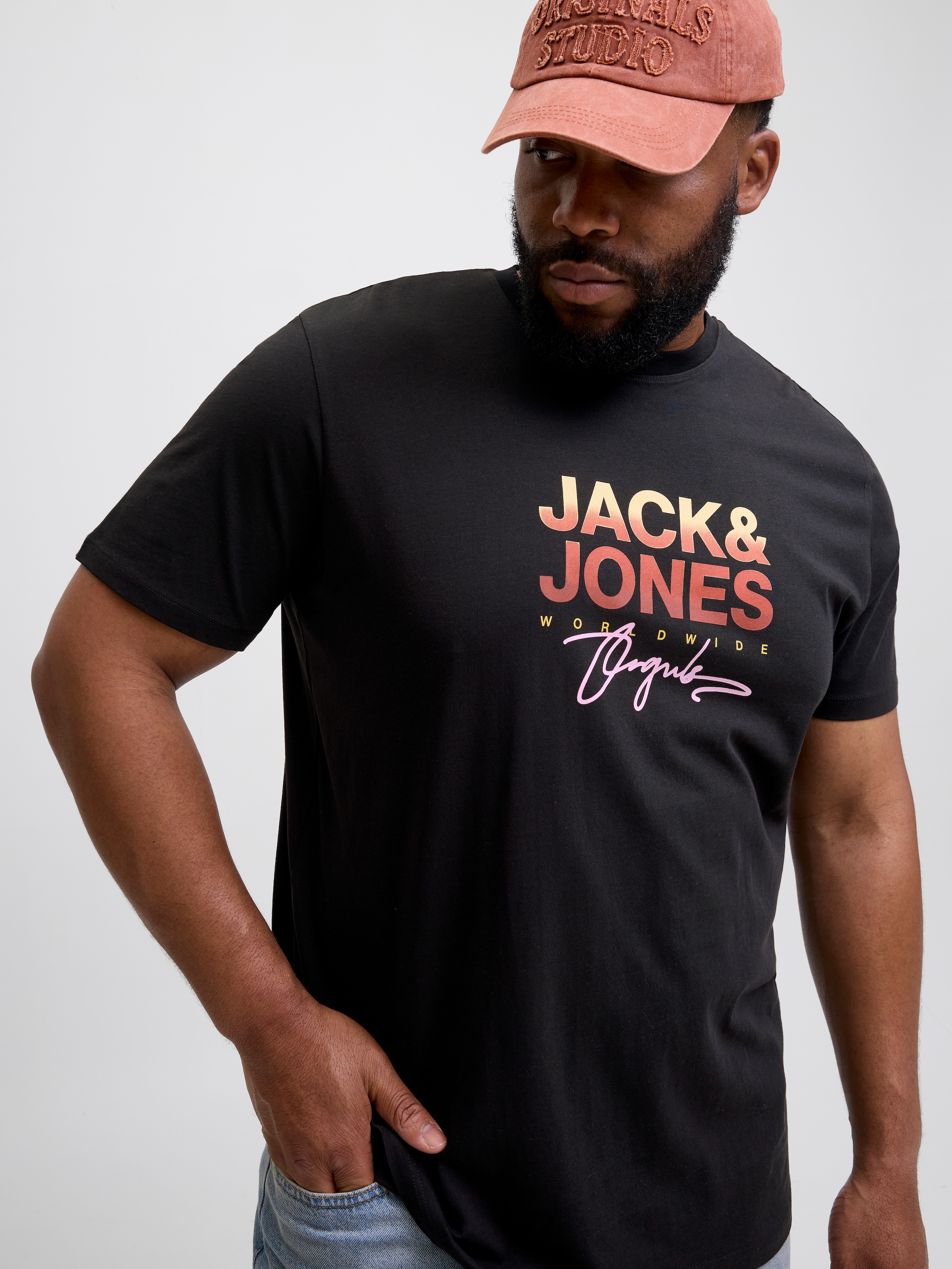 Jack & Jones PlusSize Print-Shirt »JORCANGGU TEE SS CREW NECK FST PLS«, mit Logo Print