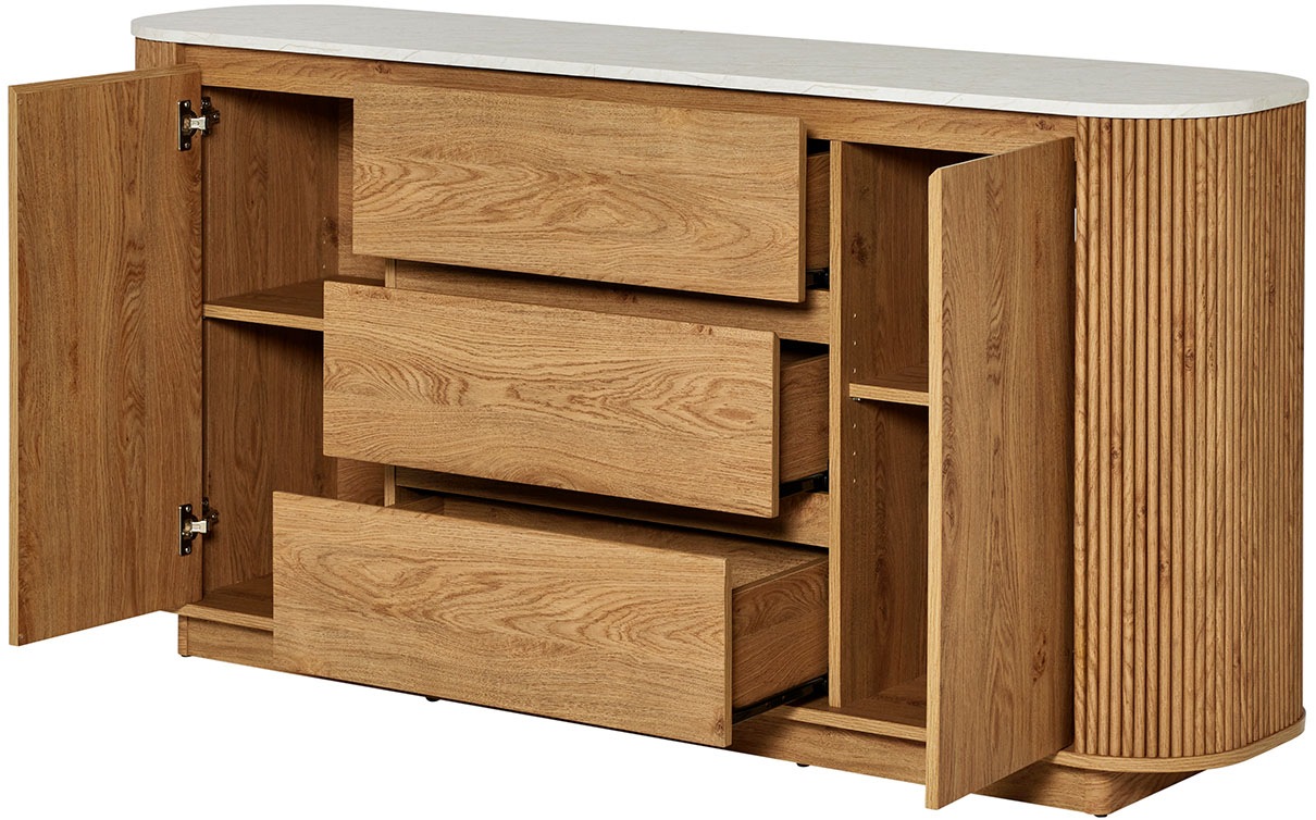 Jahnke Sideboard »GROOVE SB 160«, (1 St.), Sideboard, abgerundet, Marmor-Look, Breite ca. 159,5 cm