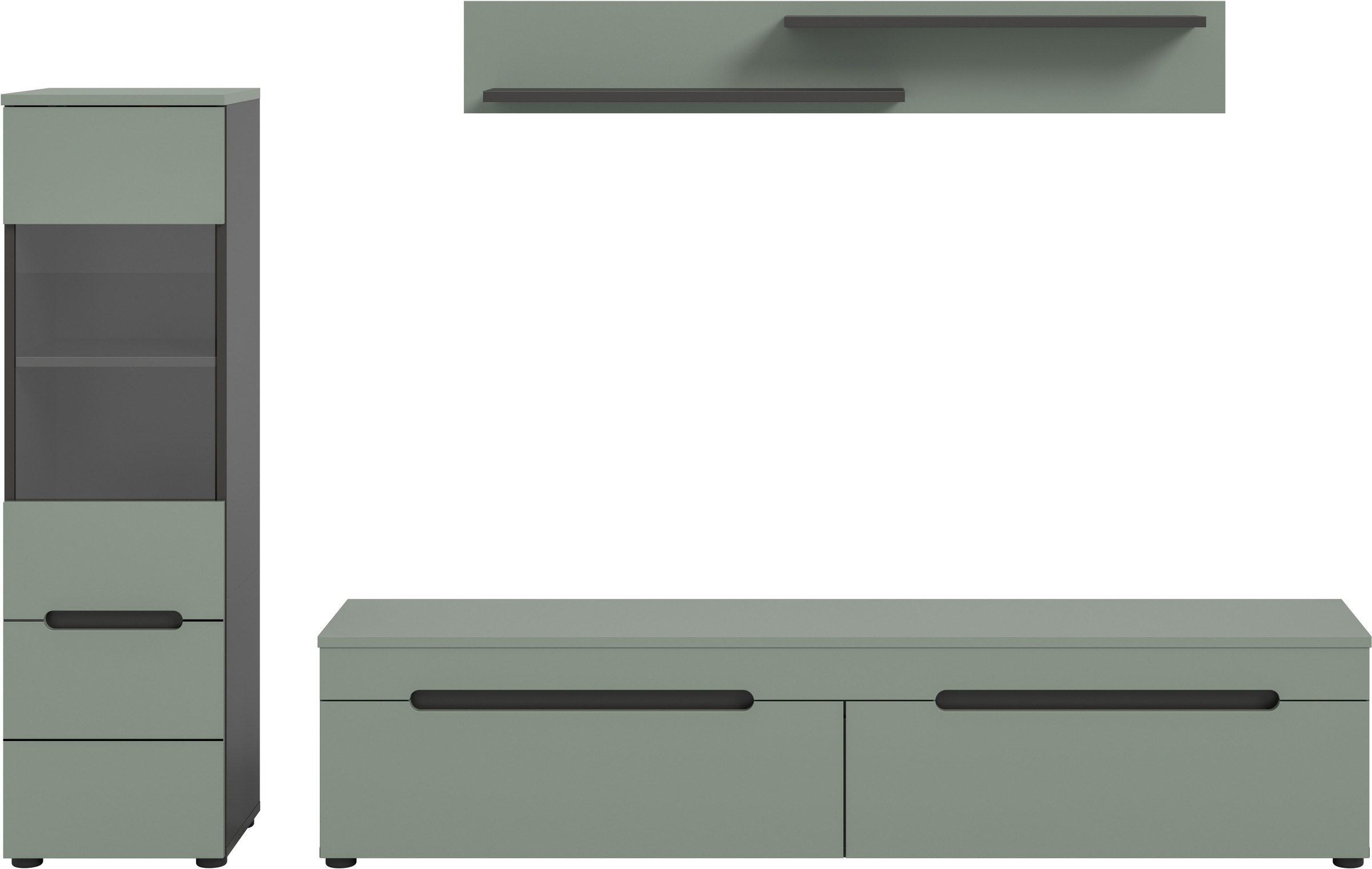 Thumbnail - Home affaire Wohnwand "REHAT, TOPSELLER, 3-teilig, wahlweise stehend und hängend montierbar" Set bestehend aus: Vitrine,...