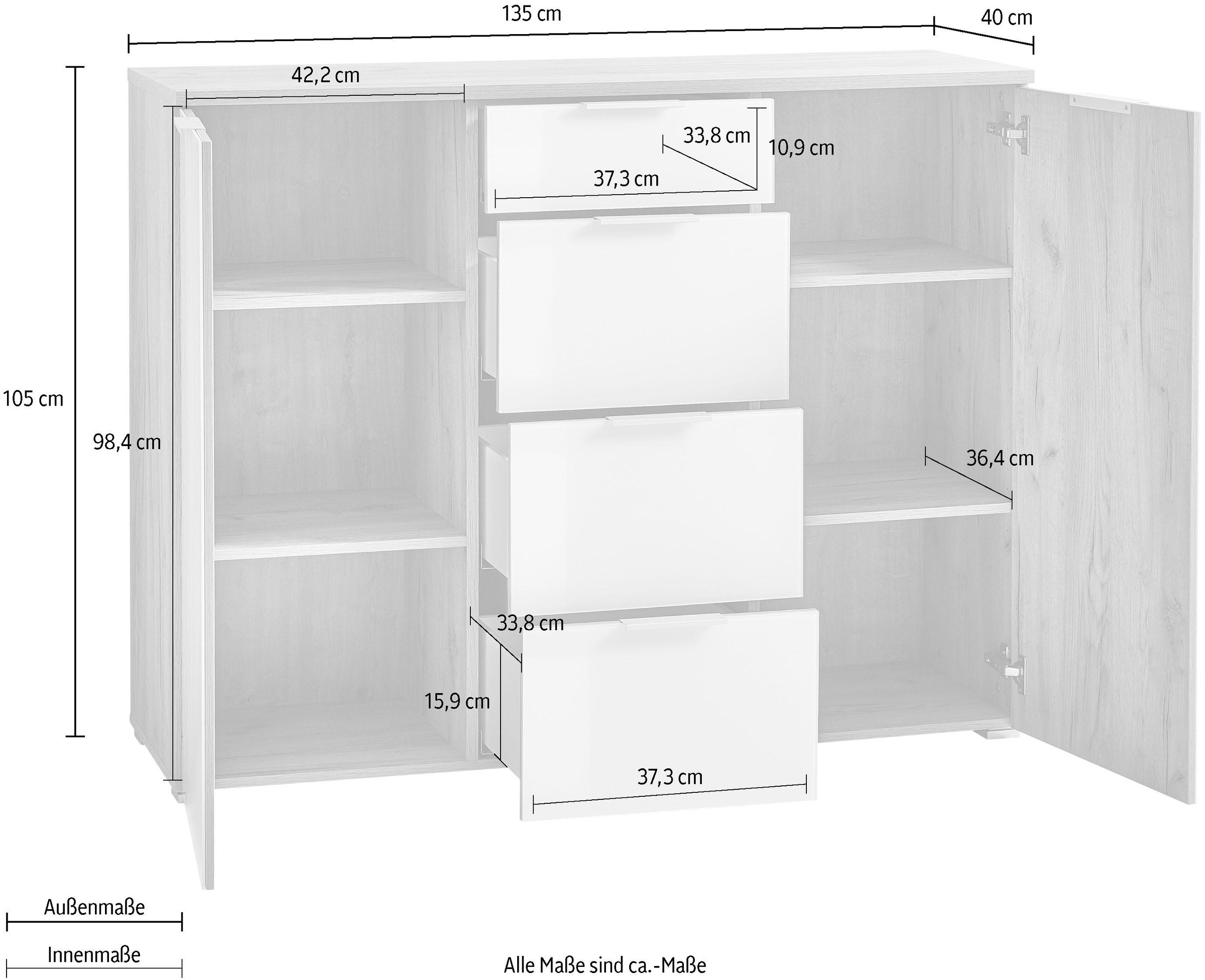 GERMANIA Sideboard »GW-Telde«, Breite 135 cm