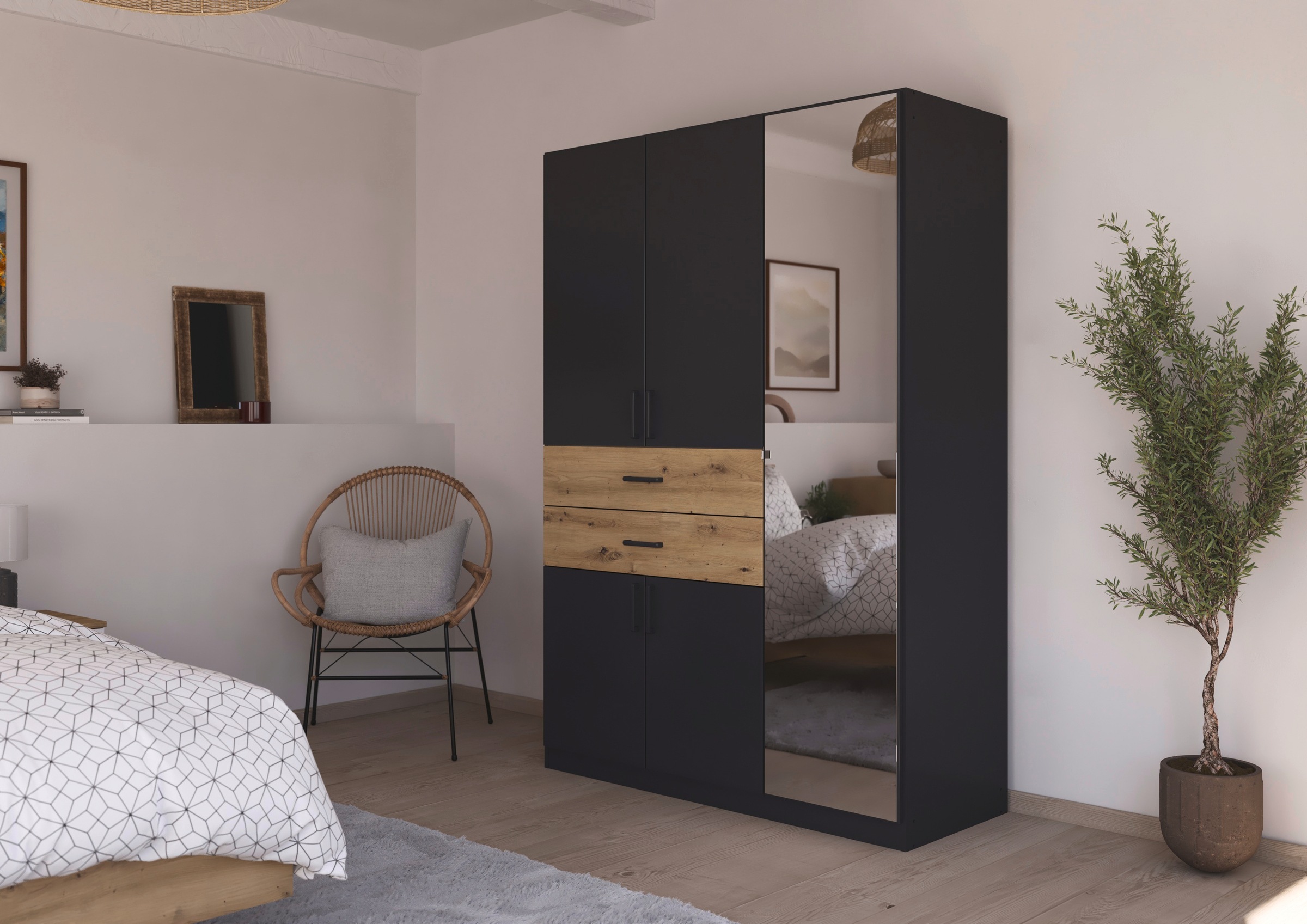 rauch Drehtürenschrank "Maika" mit Spiegel, 2 Schubladen, in verschiedenen günstig online kaufen