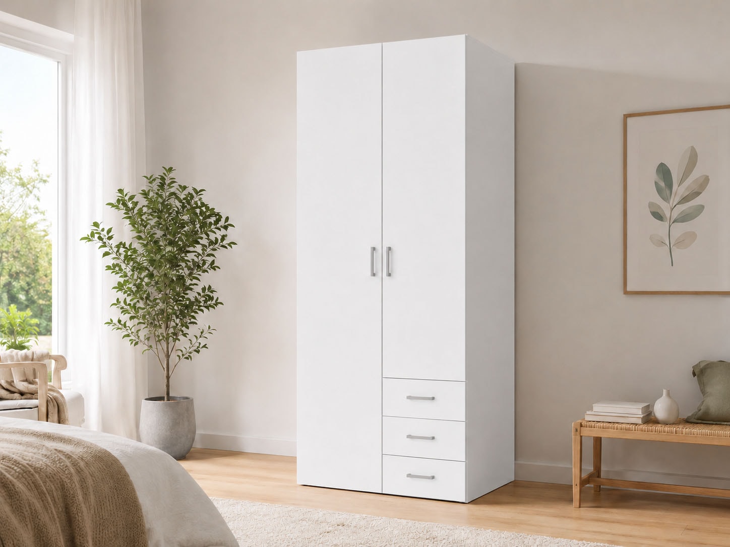 Home affaire Kleiderschrank "Space Drehtürenschrank, Aufbewahrung Kasten Schrank Stauraum" Breite 78, 115,8 oder 154 cm, mit je 3 Schubkästen, innen Einlegeböden