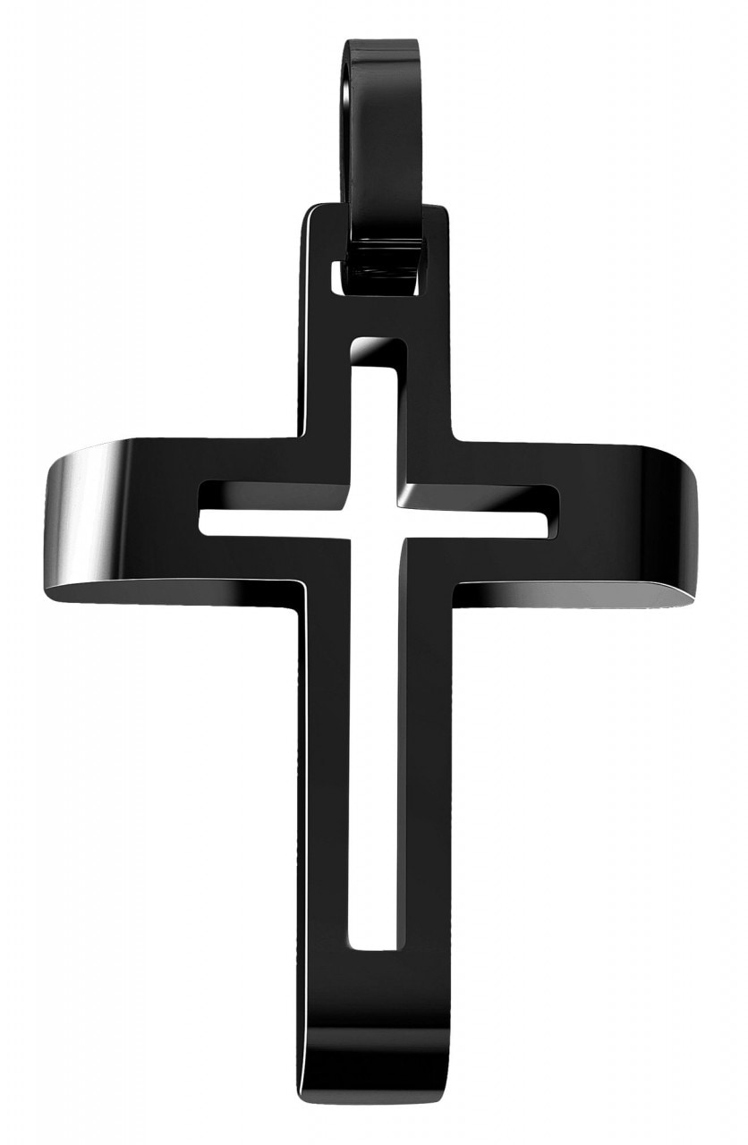 Kettenanhänger ADELIA´S "eleganter Kreuz Anhänger aus Edelstahl", schwarz, Schmuckanhänger, Damen, Edelstahl, Kettenanhänger