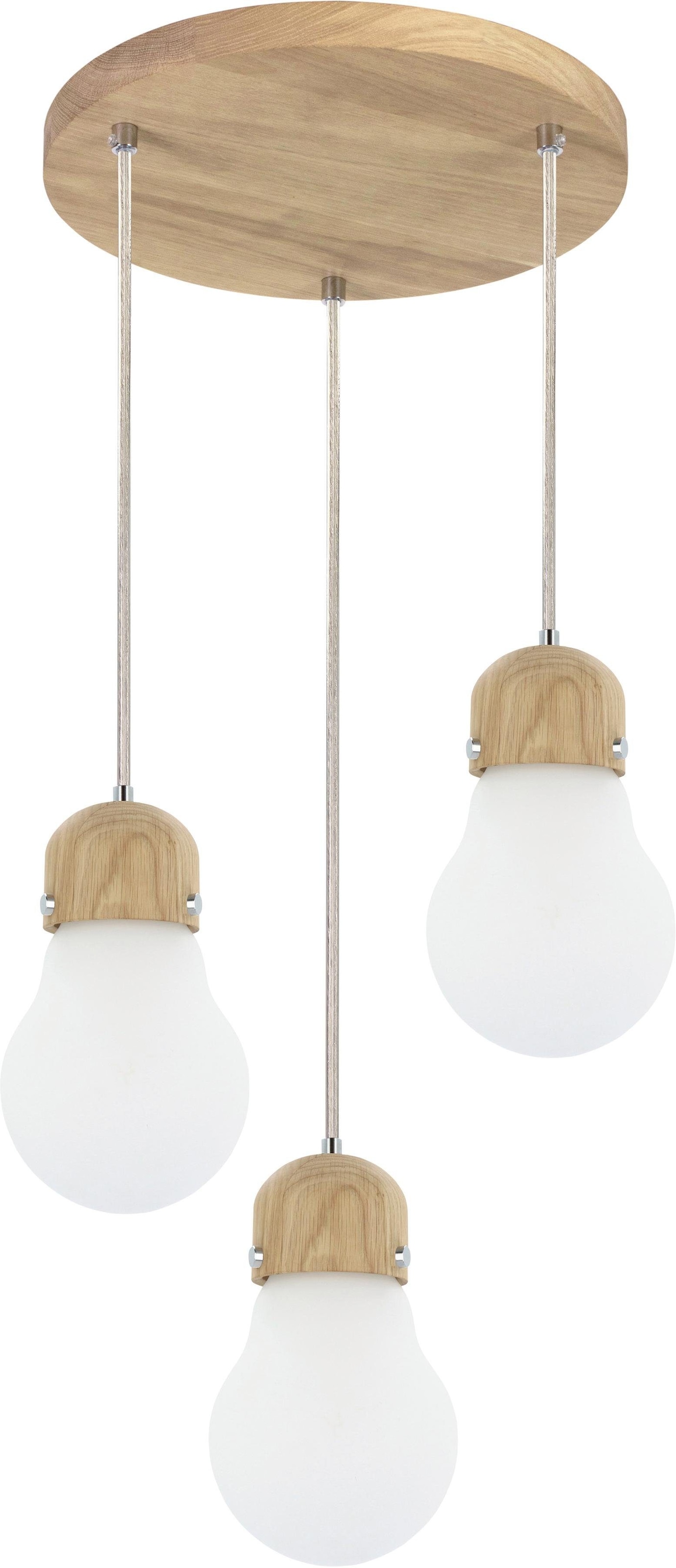 Pendelleuchte »BULB WOOD«, 3 flammig-flammig, Hängeleuchte, Naturprodukt aus...