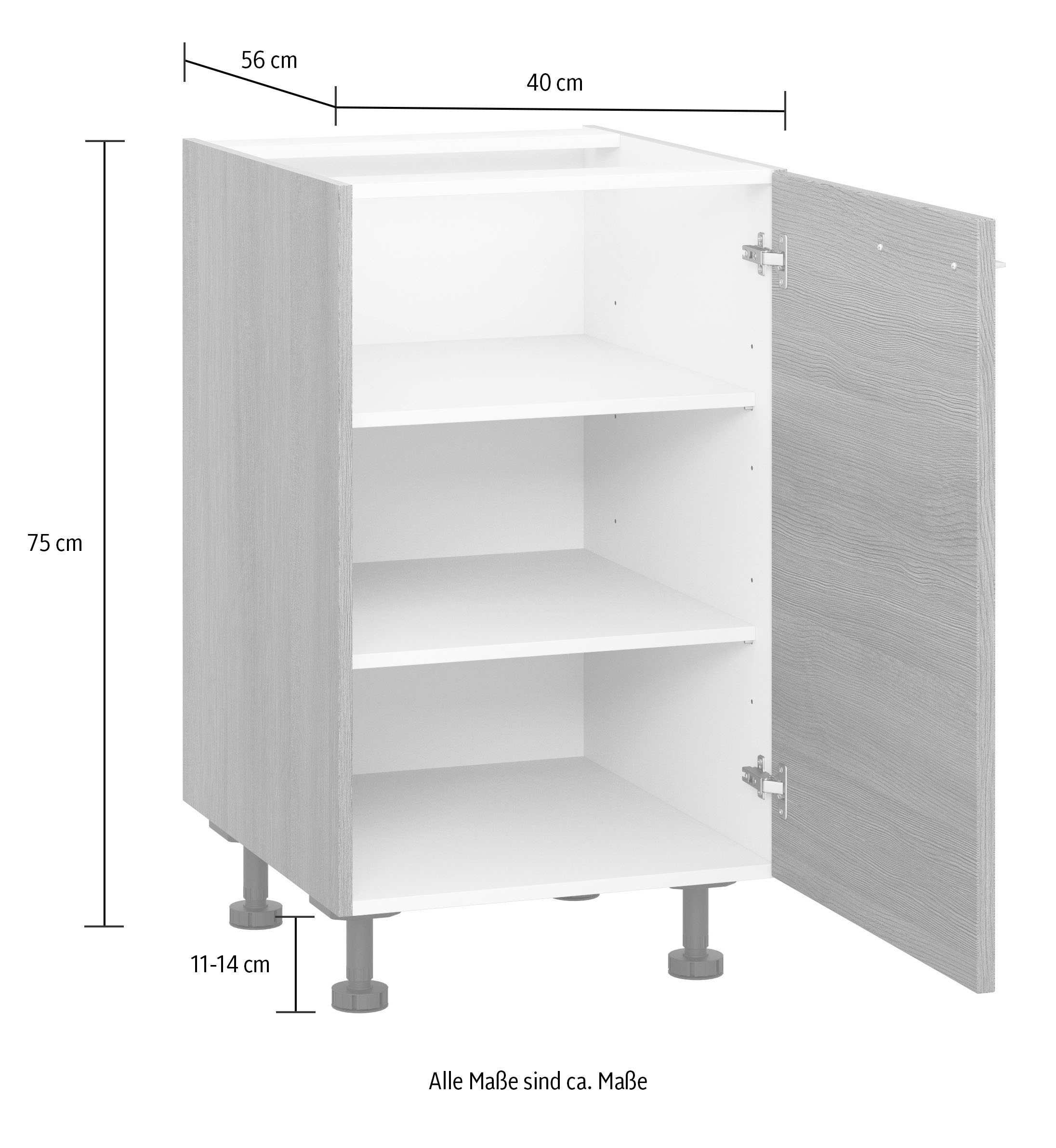 Express Küchen Unterschrank »Trea U40«, mit zwei Einlegeböden, Breite 40 cm,  Höhe 75 cm | BAUR