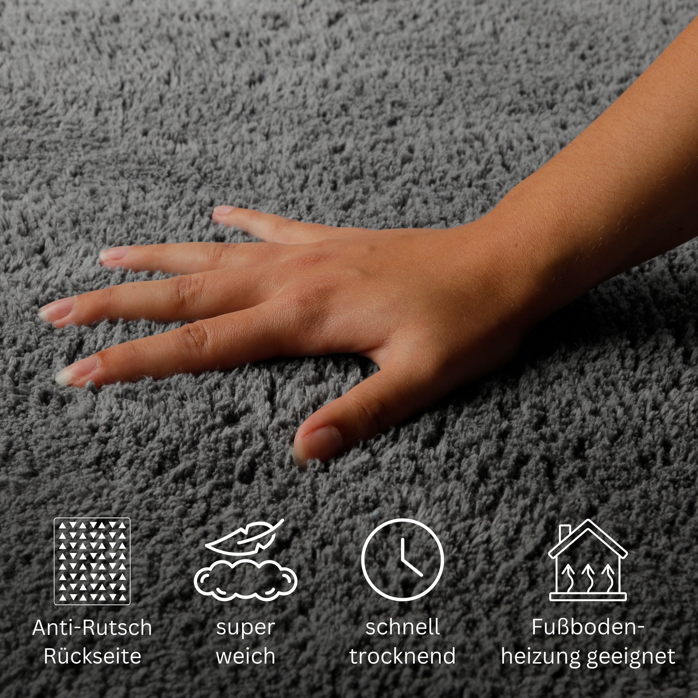 Thumbnail - OTTO home Badematte "Meellor" Höhe 20 mm Badteppich, getuftet, modern, Uni, antirutsch, flauschig, Baumwolle