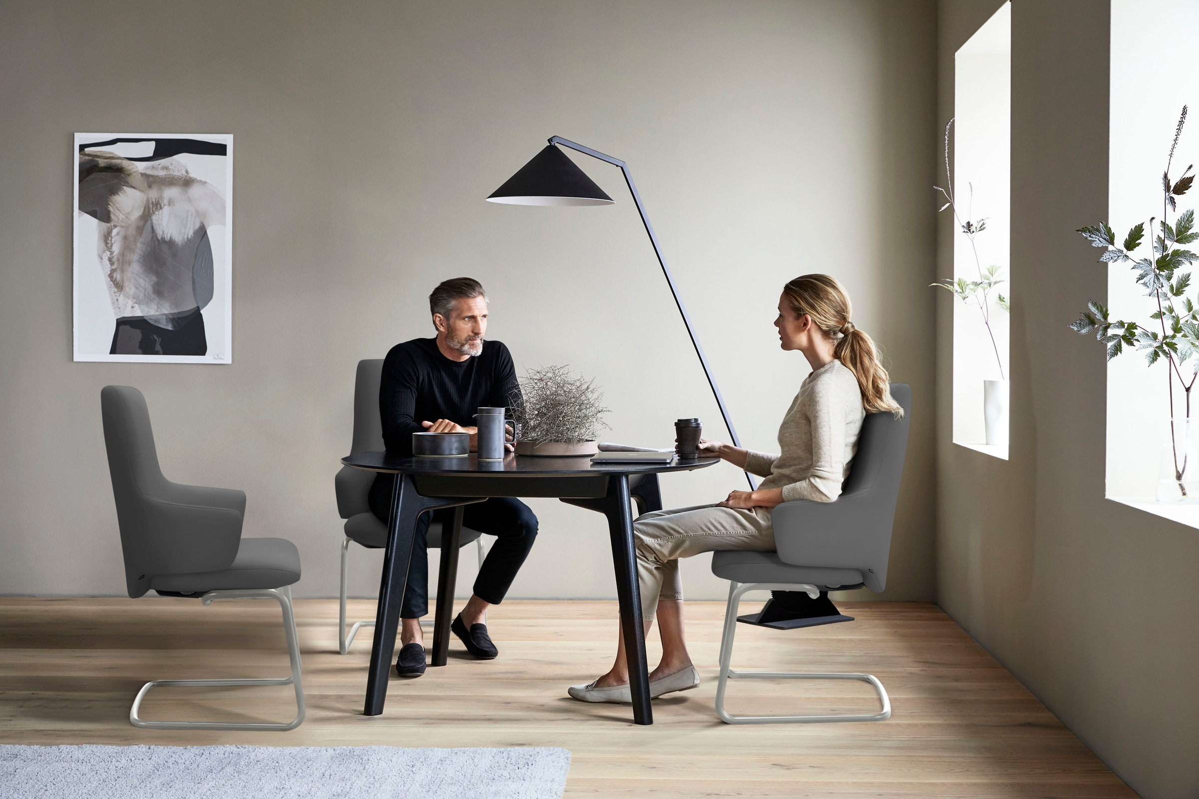Stressless® Polsterstuhl »Laurel«, Leder BATICK, High Back mit Armlehne, Größe L, mit Beinen aus Stahl in Schwarz matt