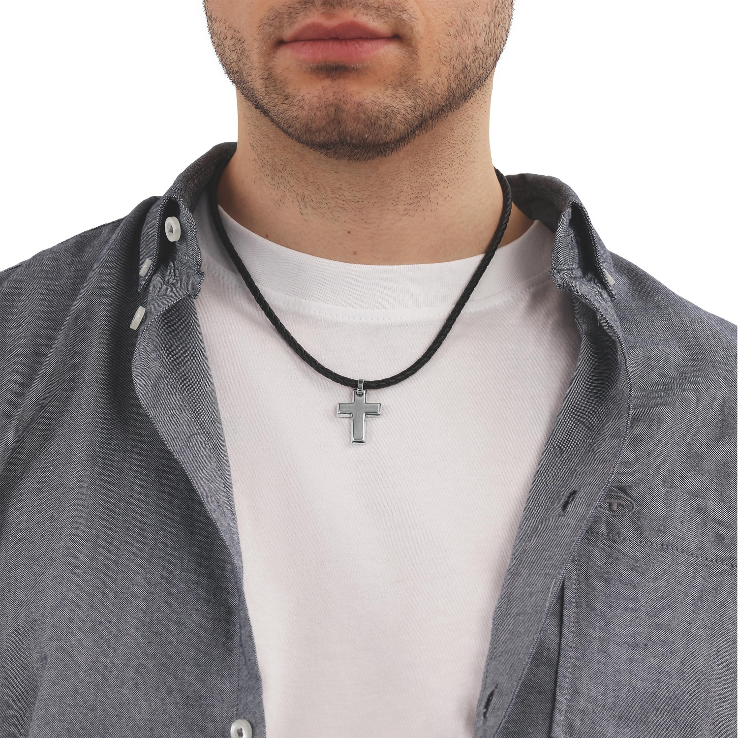 TOM TAILOR Kette mit Anhänger »Schmuck Geschenk Edelstahl Leder Kreuz«
