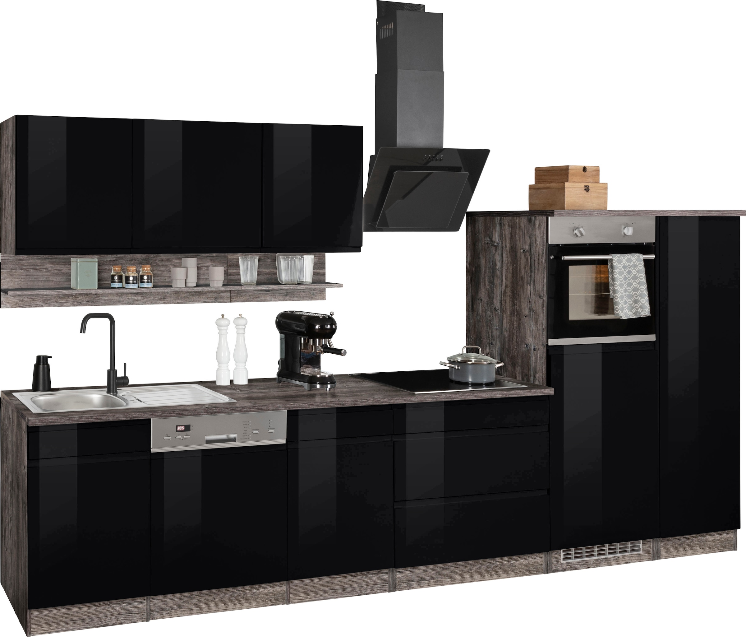 HELD MÖBEL Küchenzeile "Virginia", Breite 350 cm, ohne E-Geräte günstig online kaufen