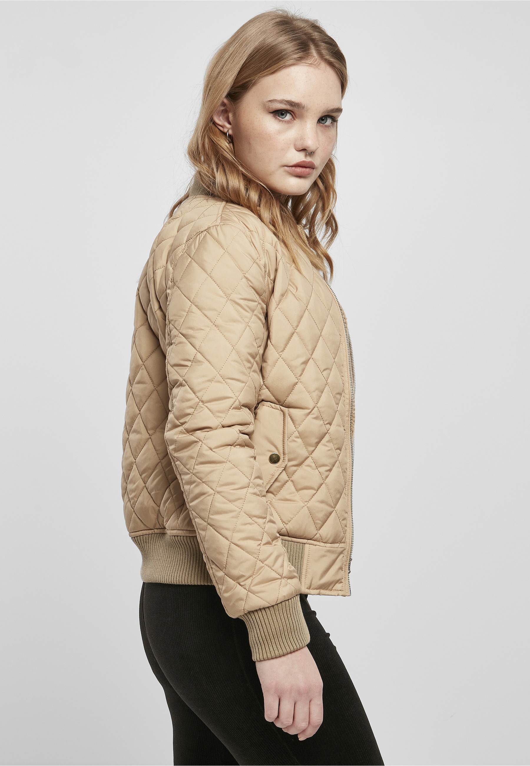 URBAN CLASSICS Langmantel »Urban Classics Damen Ladies Diamond Quilt Nylon Jacket«