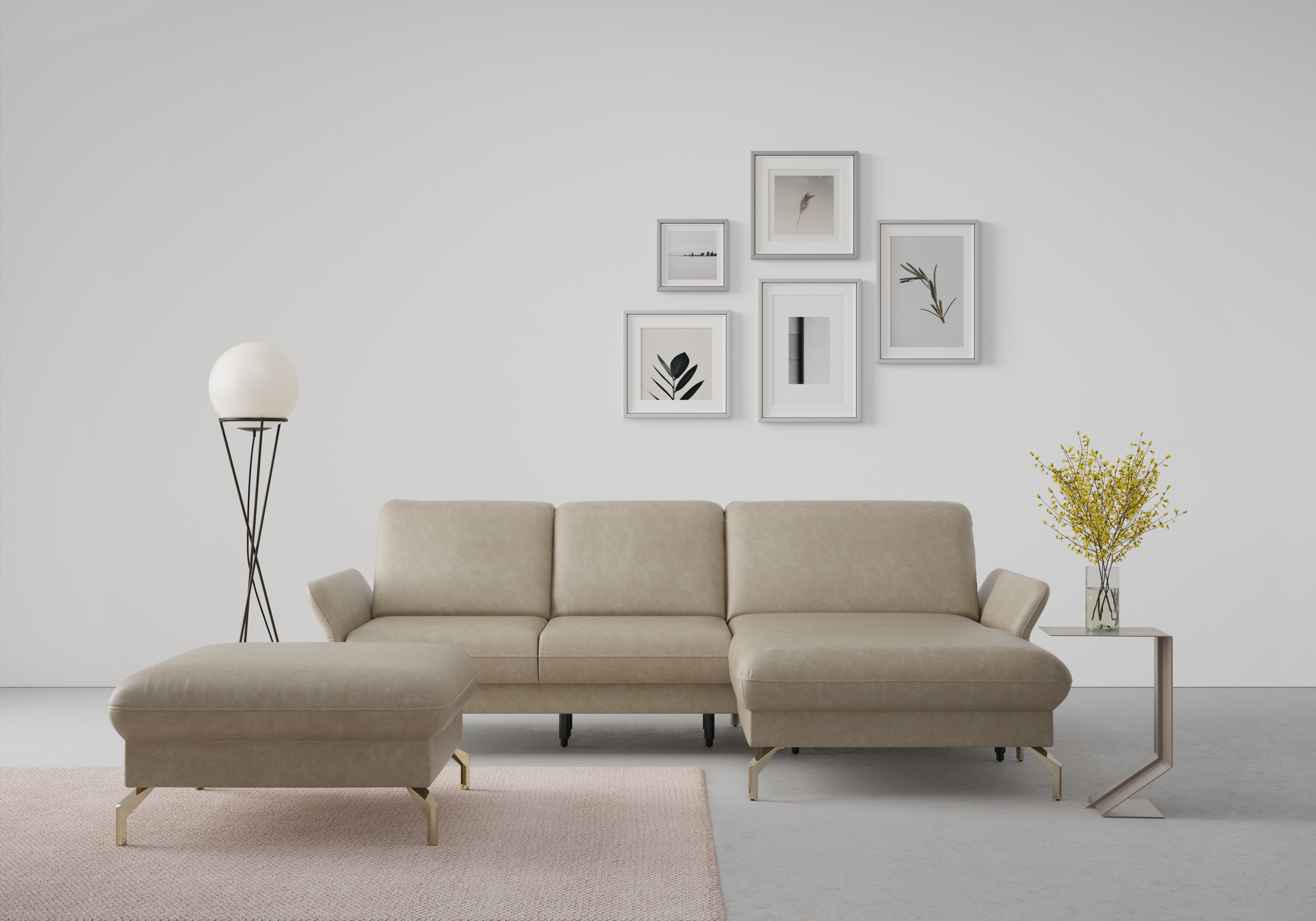 sit&more Ecksofa "Fashion L-Form" wahlweise mit Kopfteilverstellung, Vorziehsitz, motorisch, Nickelfüße