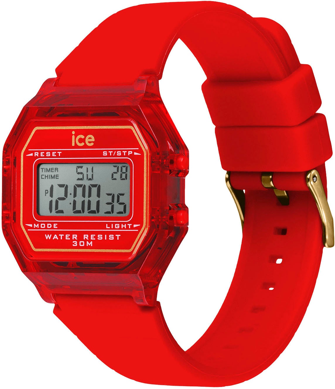 ice-watch Chronograph »ICE digit retro - Clear - Small«, Armbanduhr, Quarzuhr, Damenuhr, Silikonarmband, Datum, digital
