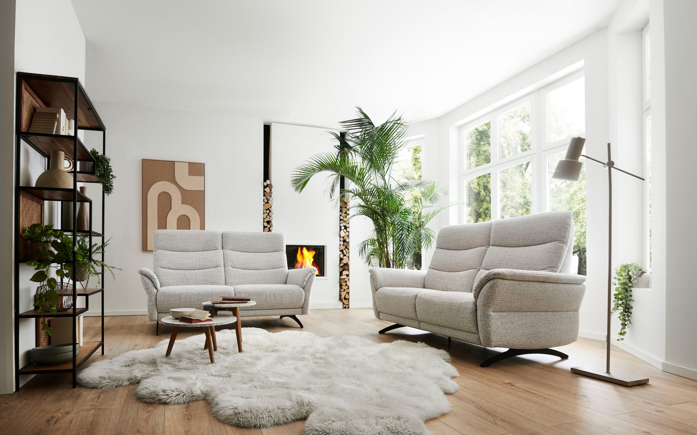 Home affaire Polstergarnitur »Aventis, 2,5- & 2-Sitzer mit motorischer Relaxfunktion« 3 tlg. tlg. inkl. Tonnentaschenfederkern & saugroboterfreundliche Kufen