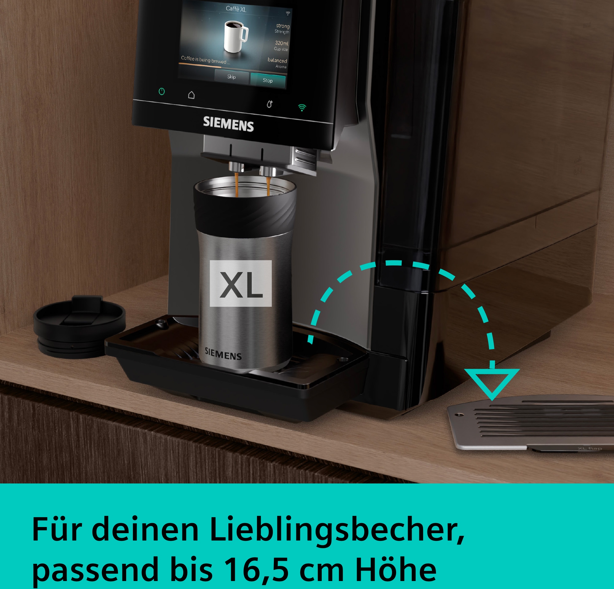 SIEMENS Kaffeevollautomat »TP725E01« farbiges Full-Touch-Display, Doppeltassenfunktion, sehr leise, grau