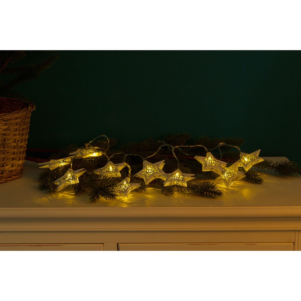 Myflair Möbel & Accessoires LED-Lichterkette »Weihnachtsdeko«, mit Sternen, mit 10 LEDs, Länge ca. 200 cm