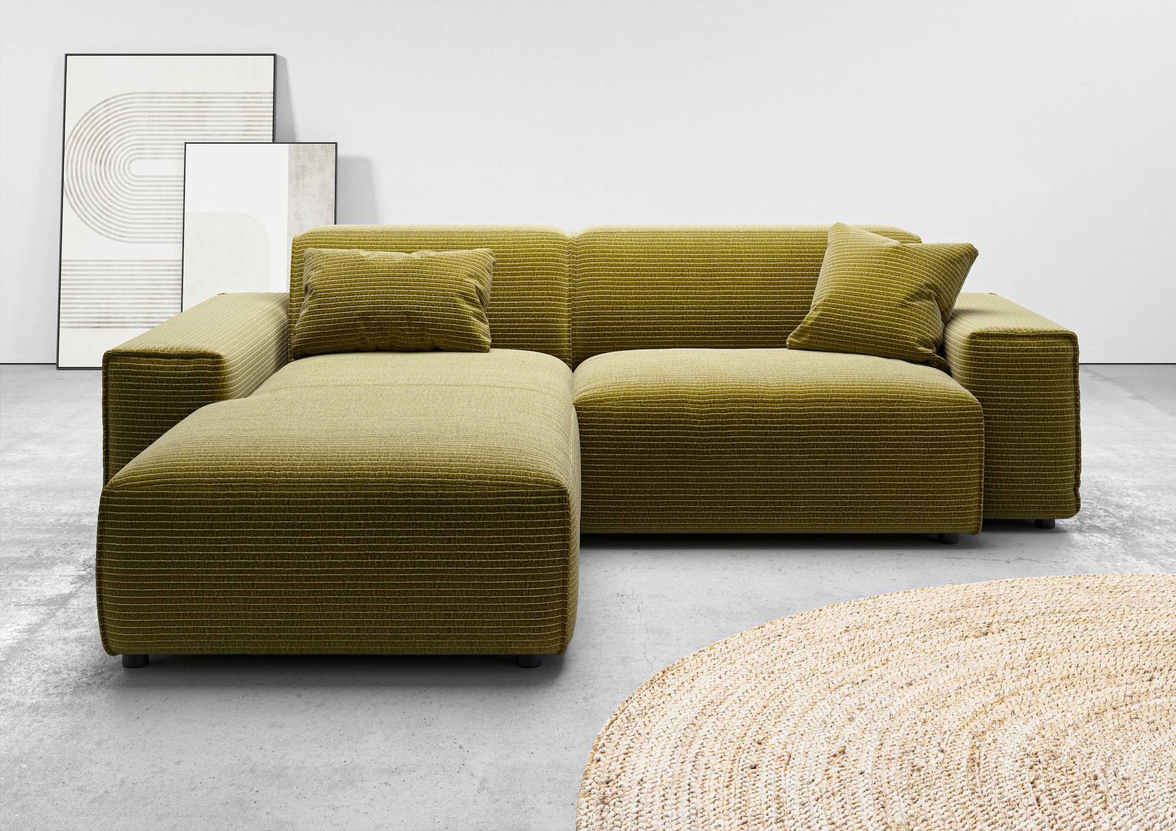 andas Ecksofa »Glimminge L-Form auch in Breitcord, Feincord + Easy care-Bezug,«, Breite 234, Zierkissen