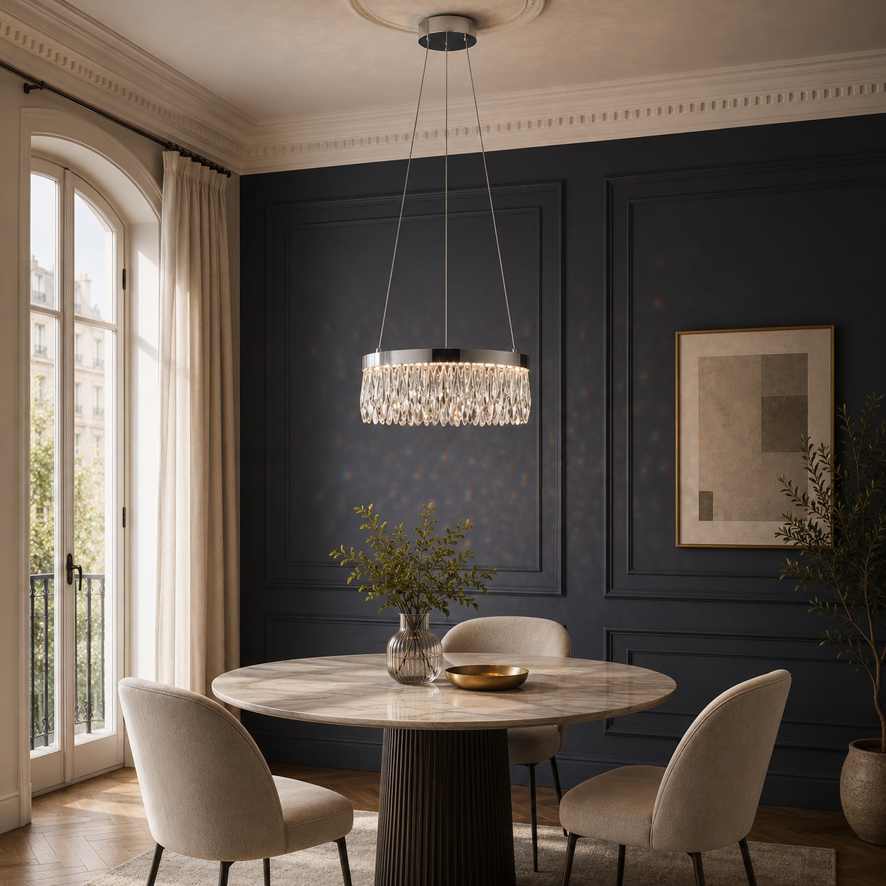 lumiCouture LED Pendelleuchte »Celestia« LED-Modul 1 Stk. Warmweiß H. 150 cm, 2700 K, K9-Kristalle, dimmbar