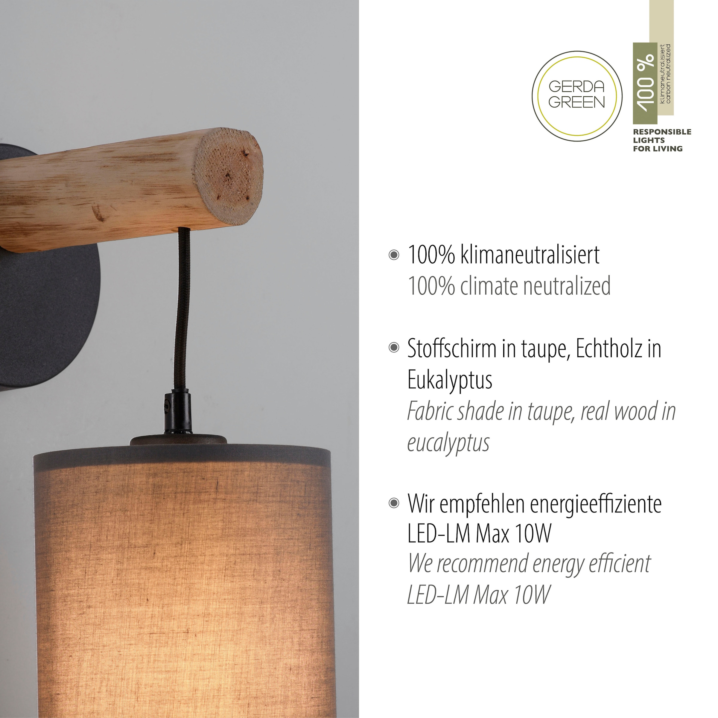 JUST LIGHT Wandleuchte »GREEN TRIB«, 1 flammig, Leuchtmittel E27 | ohne Leuchtmittel