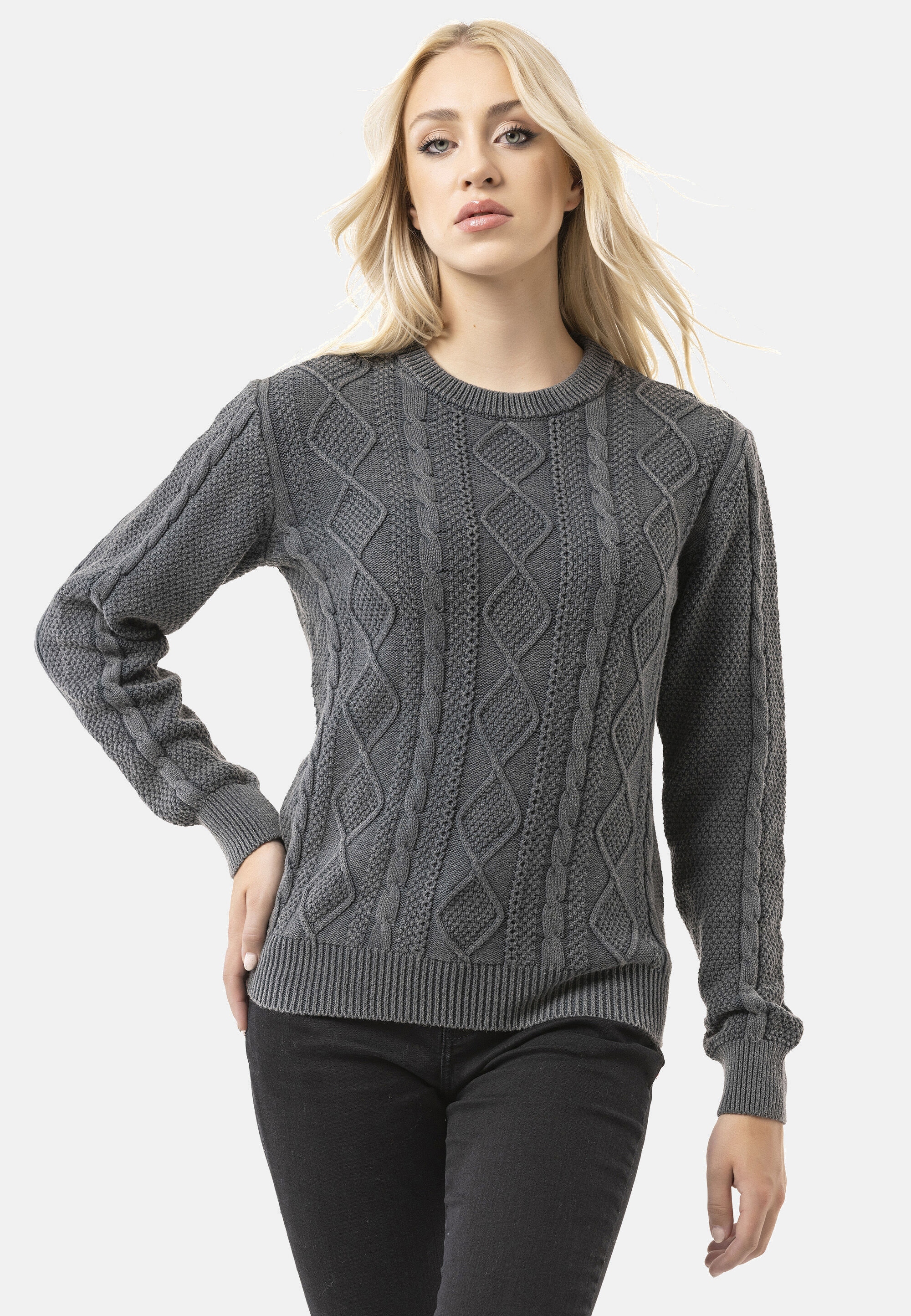 Cipo & Baxx Strickpullover "WP267" 1 Stk. mit Zopfmuster günstig online kaufen