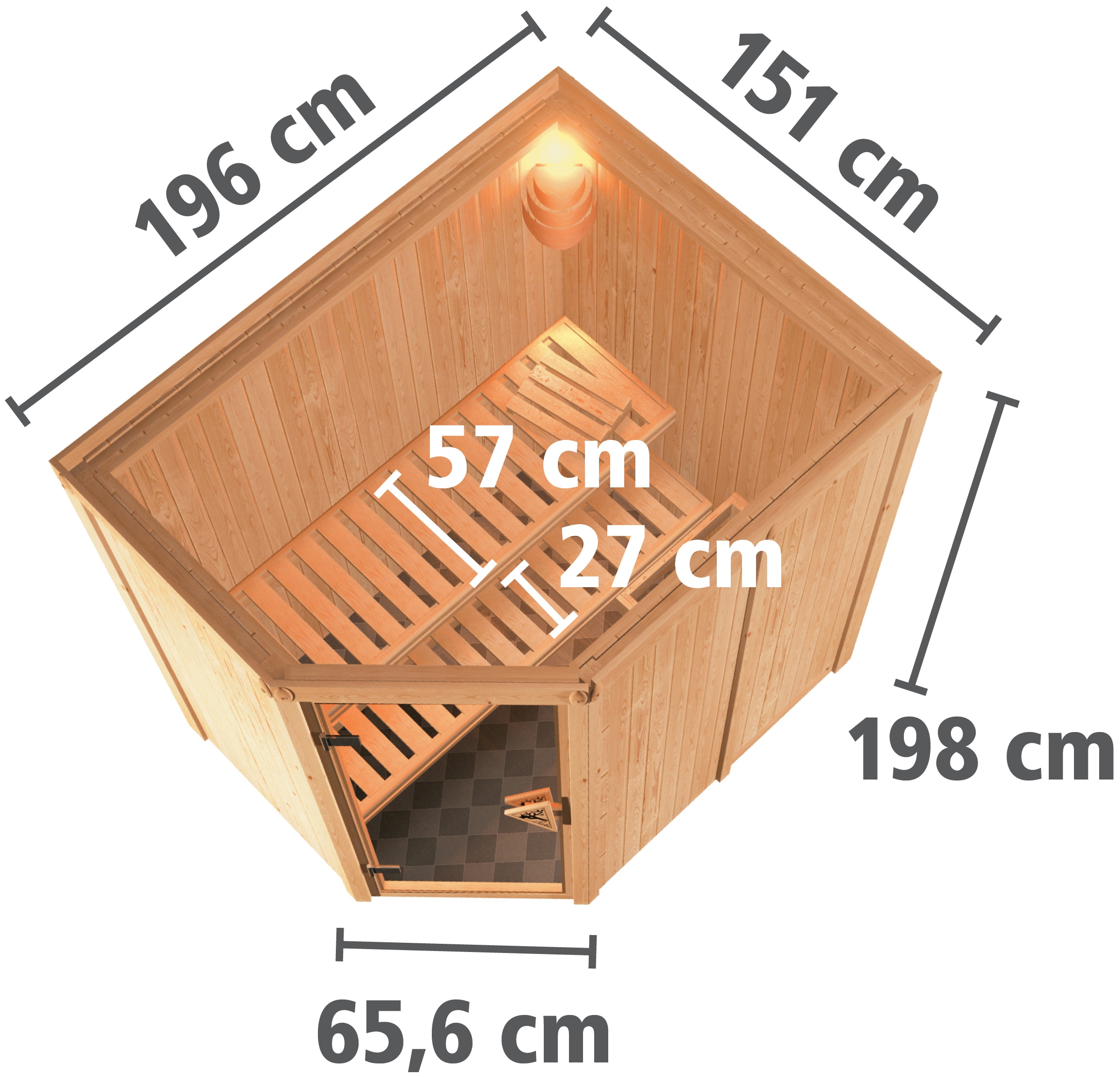 Karibu Sauna »Swantje«, 3,6-kW-Plug & Play Ofen mit integrierter Steuerung