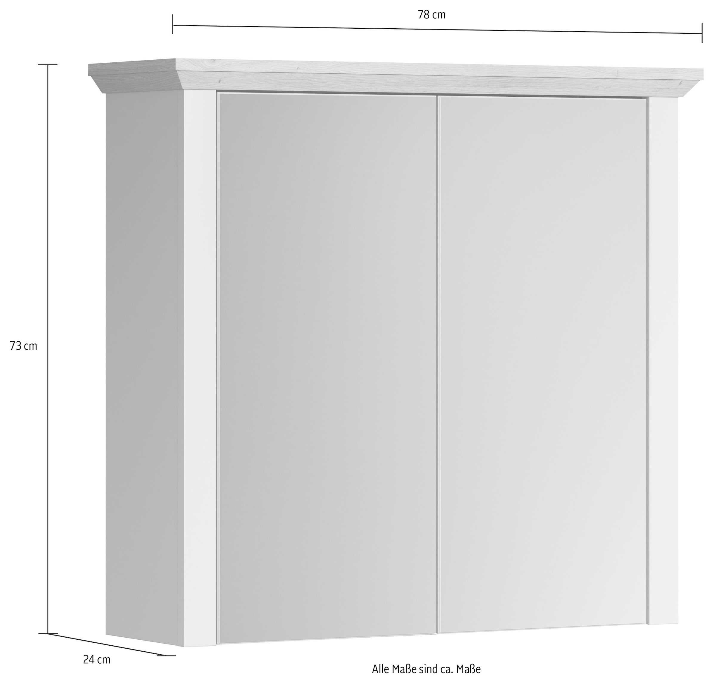 Home affaire Spiegelschrank, Artisan Eiche NB und hellgrau, matt, B/H/T: ca. 78 / 73 / 24 cm