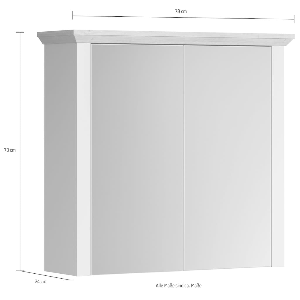 trendteam Badmöbel-Set »Landside«, 5-teilig, bestehend aus: Hochschrank, Waschbeckenunterschrank, Standschrank, Hängeschrank und Spiegelschrank