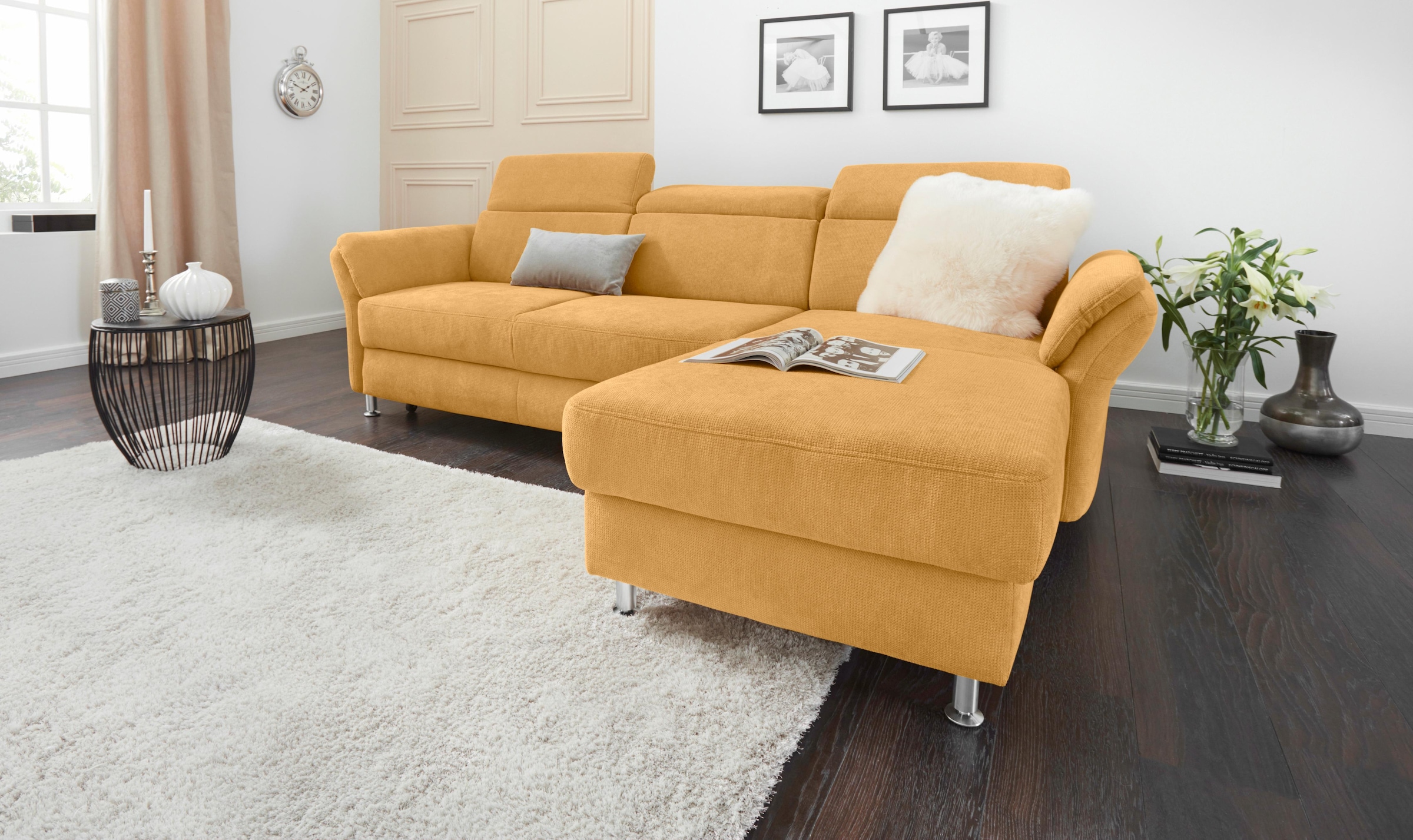 sit&more Ecksofa "Avignon L-Form" Kopfteilverstellung, wahlweise mit Schlaffunktion und Bettkasten