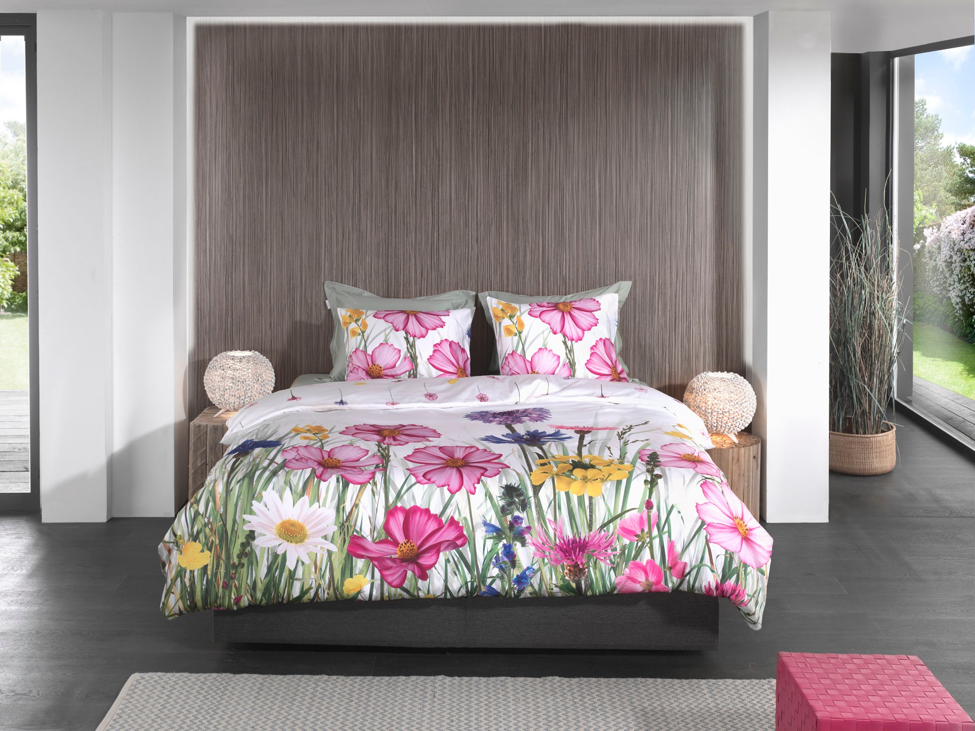 Heckett & Lane Wendebettwäsche »Campo«, Blumen Design, hochwertiges Mako-Satin, Bettwäsche ab 135x200 cm.