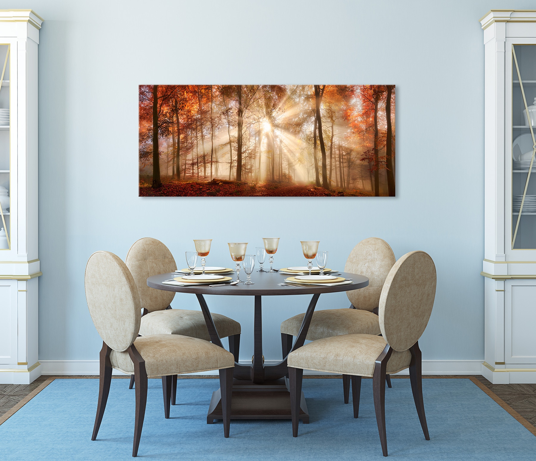 Bönninghoff Leinwandbild »Wandbild HERBSTWALD XXL 60x140 cm – Leinwandbild Keilrahmen Deko« Wald 1 Stk. tlg. auf Keilrahmen gespannt