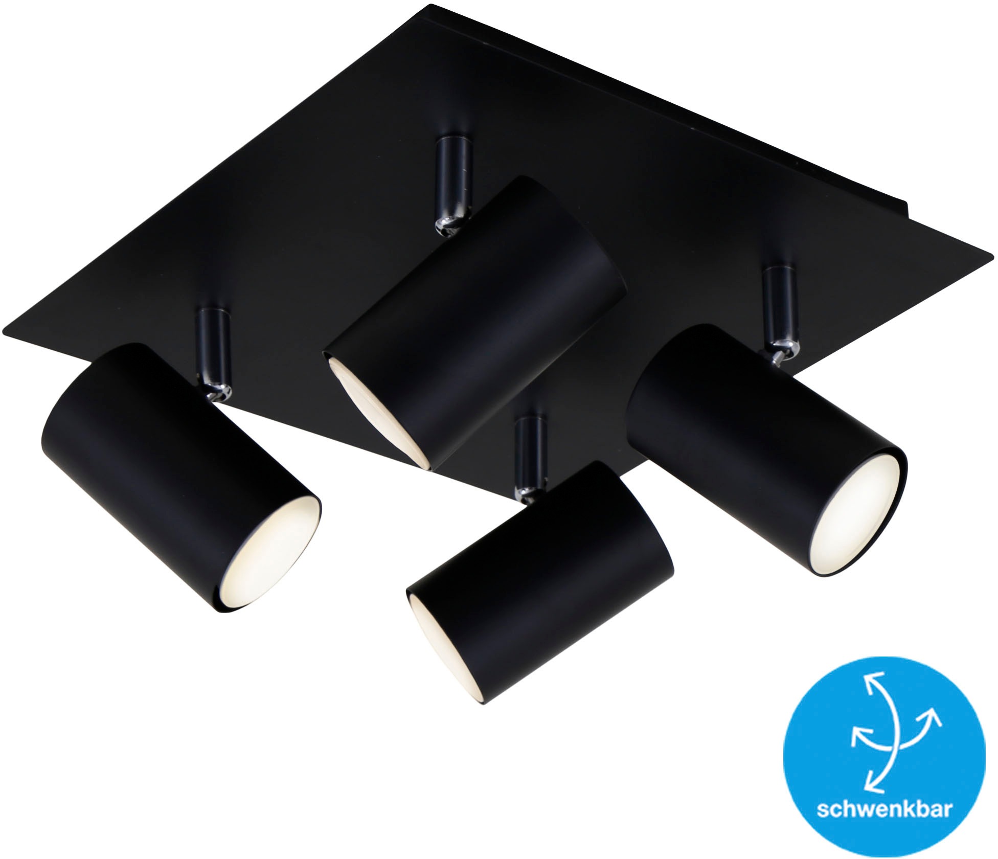 Briloner Leuchten LED Deckenspots »2857045 Run«, Leuchtmittel GU10 | Leuchtmittel wechselbar, Deckenlampe, 26,5x26,5x12,3cm, Schwarz, max.40W, GU10, Wohnzimmer