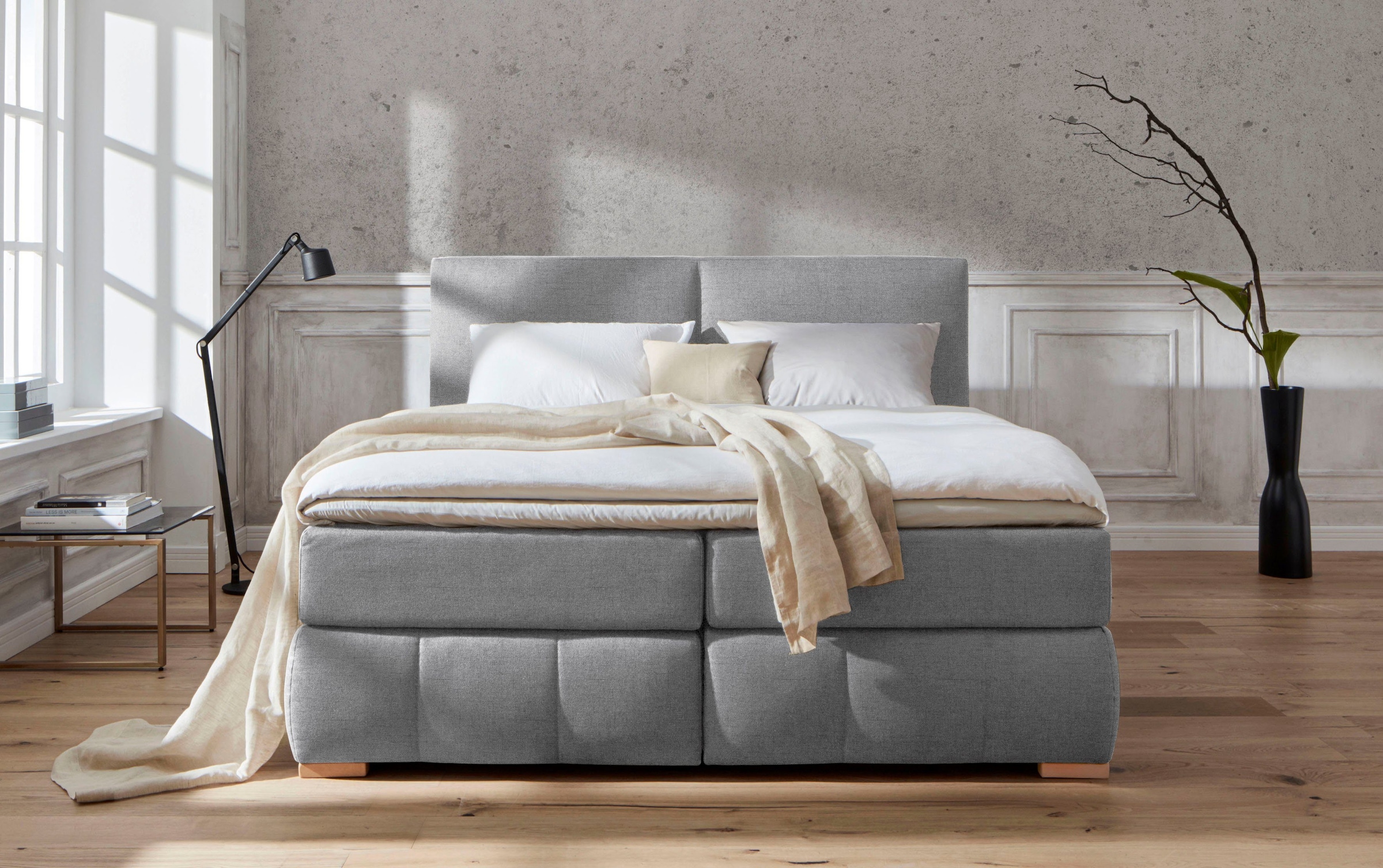 Boxspringbett HOME AFFAIRE "Wehma", grau, B:210cm L:233cm, Komplettbetten, Boxspringbett