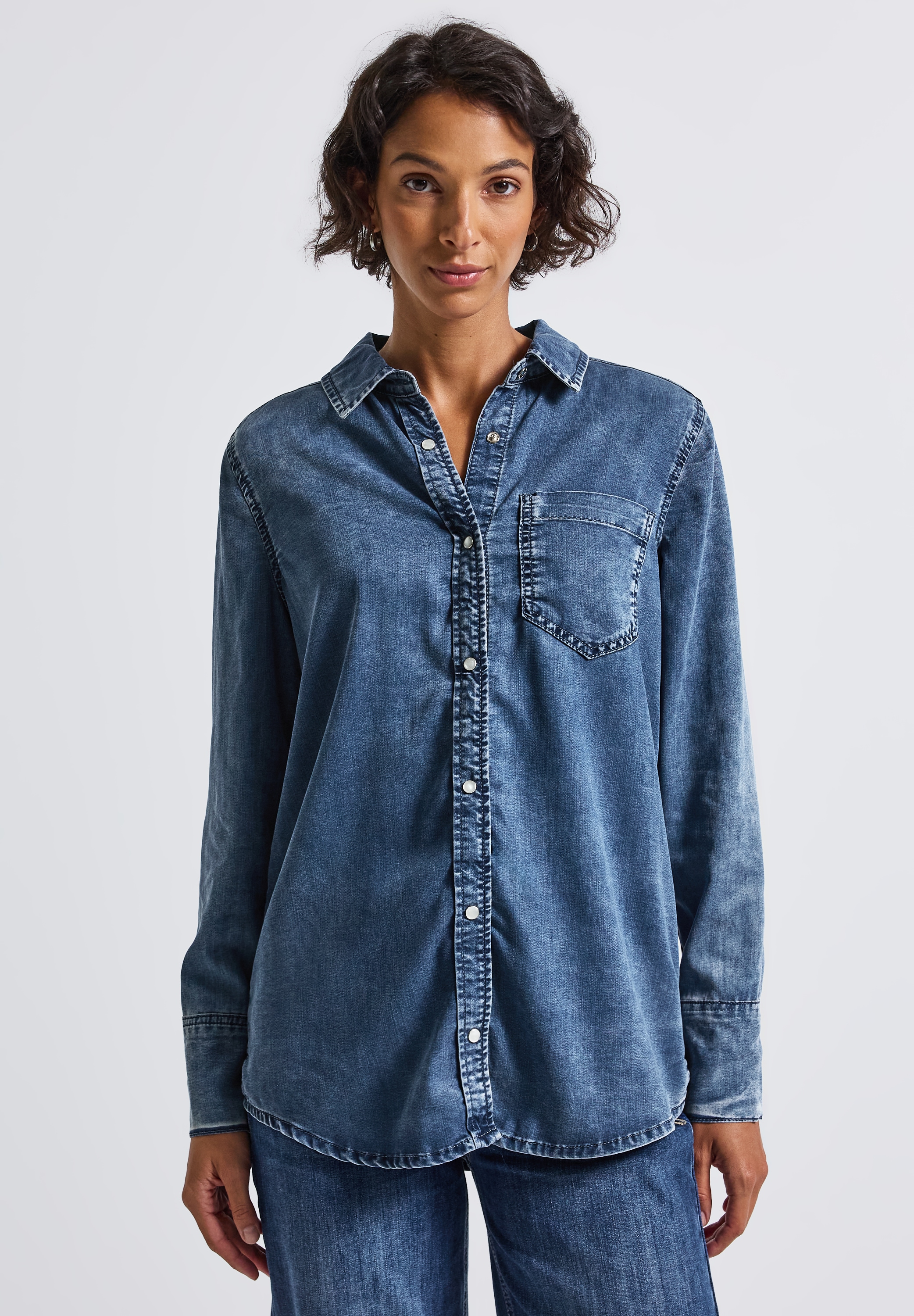 STREET ONE Jeansbluse, mit Brusttasche günstig online kaufen