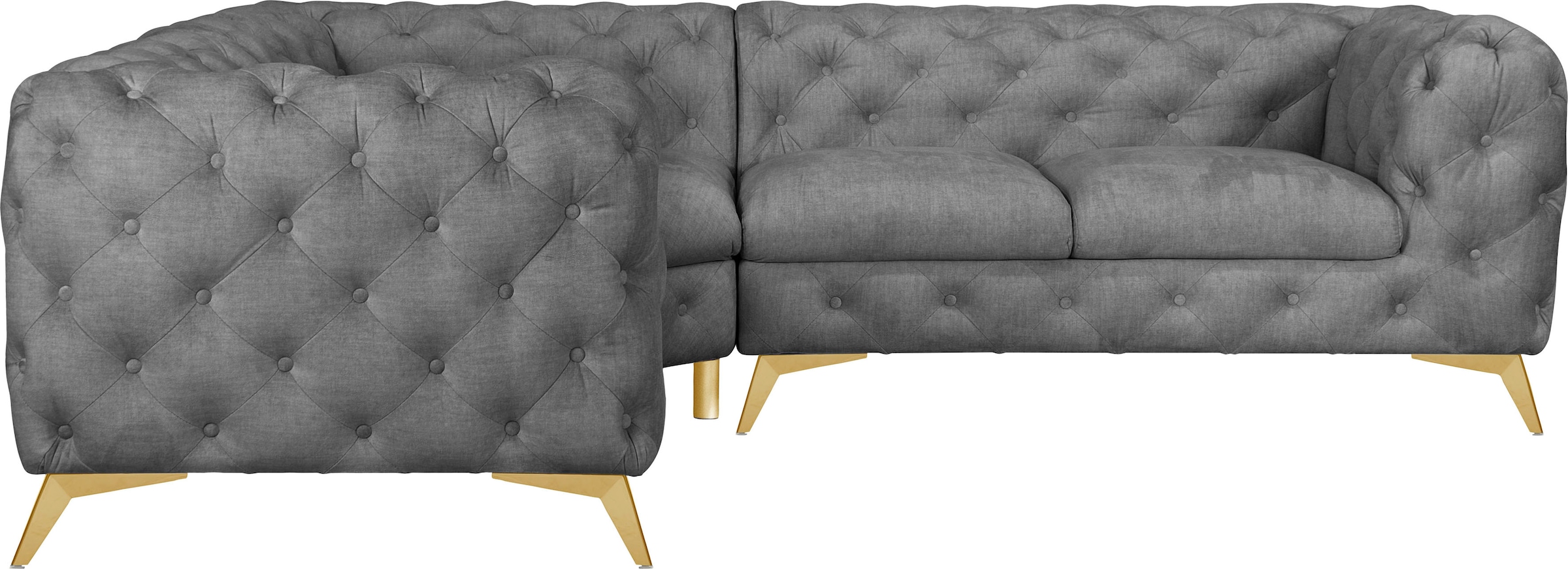 Leonique Chesterfield-Sofa "Ecksofa GLYNIS L-Form mit Wellenunterfederung, günstig online kaufen