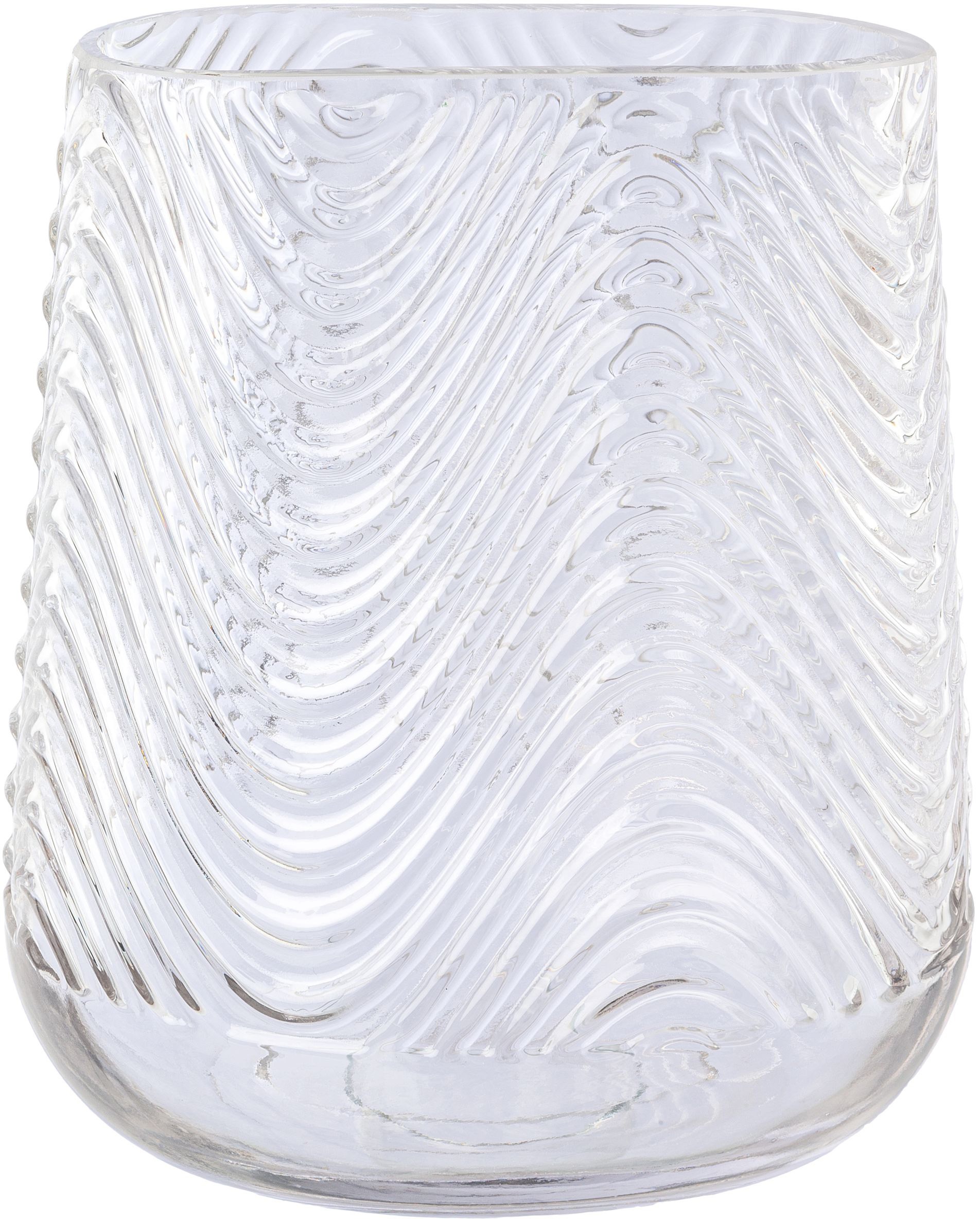 Creativ deco Tischvase "Vase aus Glas, mit Relief-Struktur-Oberfläche", (1 St.), oval, Höhe ca. 21 cm