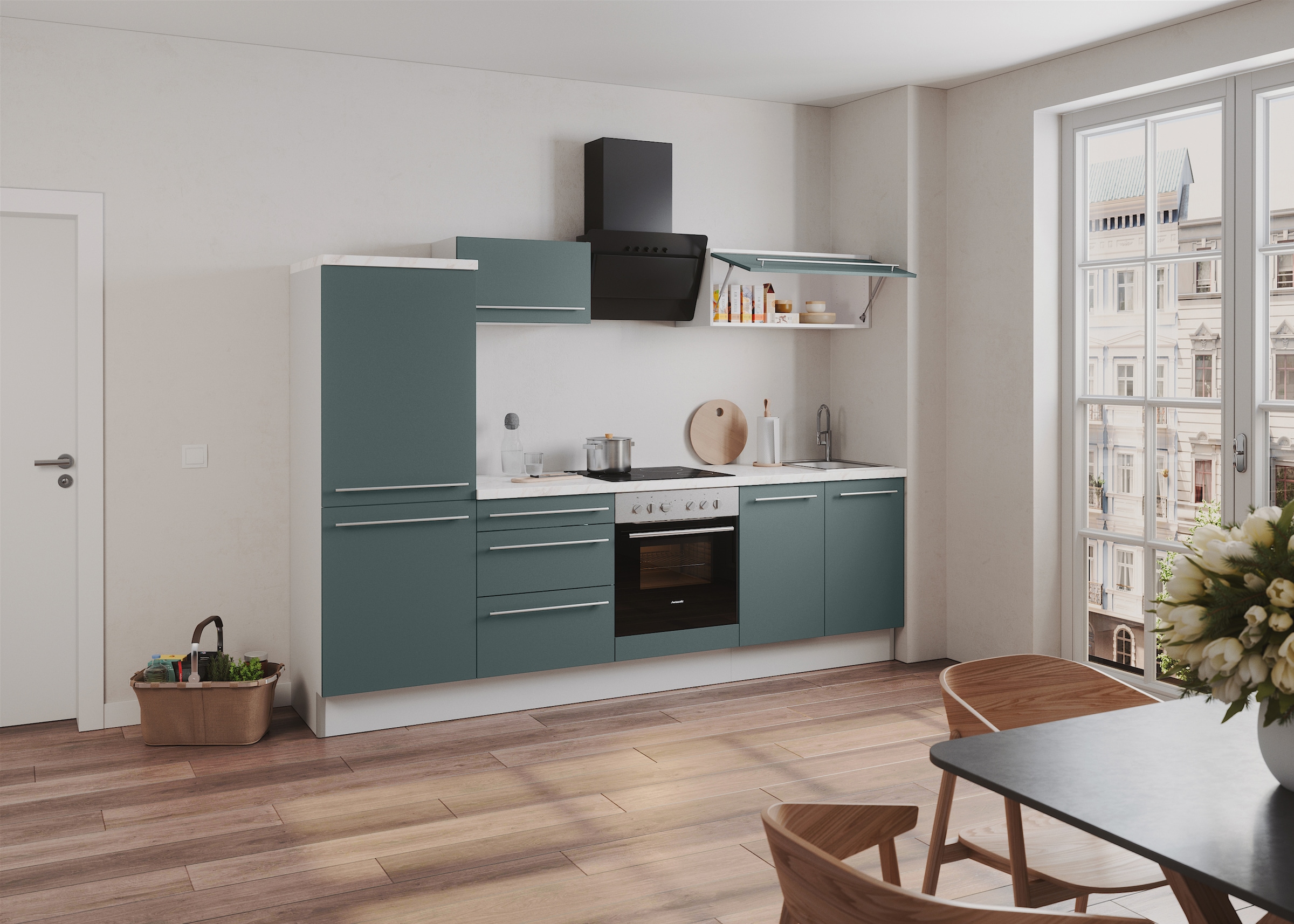 KOCHSTATION Küche "KS-Bern2", Breite 270 cm, wahlweise mit E-Geräten, Seite günstig online kaufen