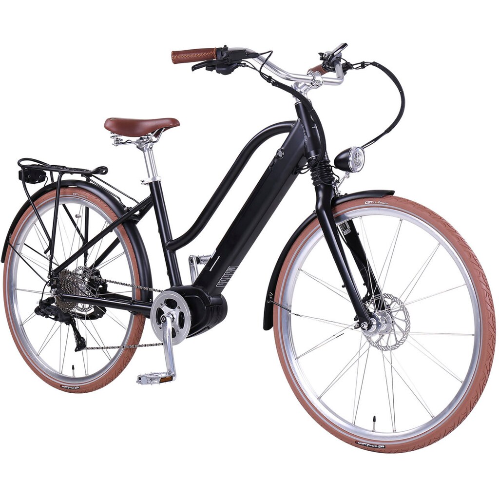 eGO Movement E-Bike »Classic 25 Cleopatra Trapez 45 cm Schwarz 28"«, 10 Gang, Shimano, Deore, Mittelmotor 250 W