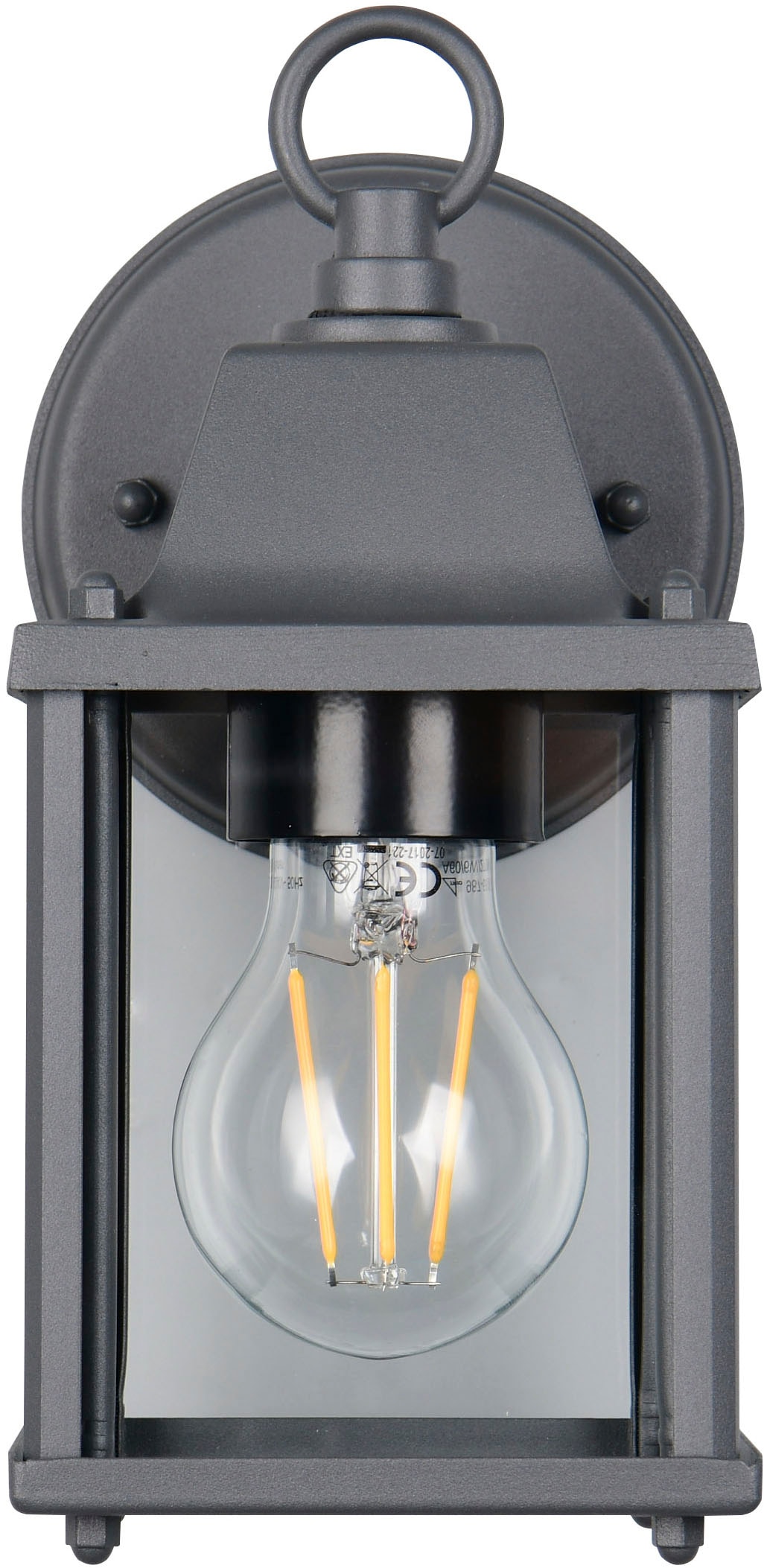 TRIO Leuchten Außen-Wandleuchte »MIRANDE, Hauswand Leuchte Laterne mit Glasschirm, exkl 1x E27 max 40W«, 1 flammig, Leuchtmittel E27 | Leuchtmittel wechselbar, IP23, Outdoor Wandlampe für wechselbare Leuchtmittel Höhe 23cm
