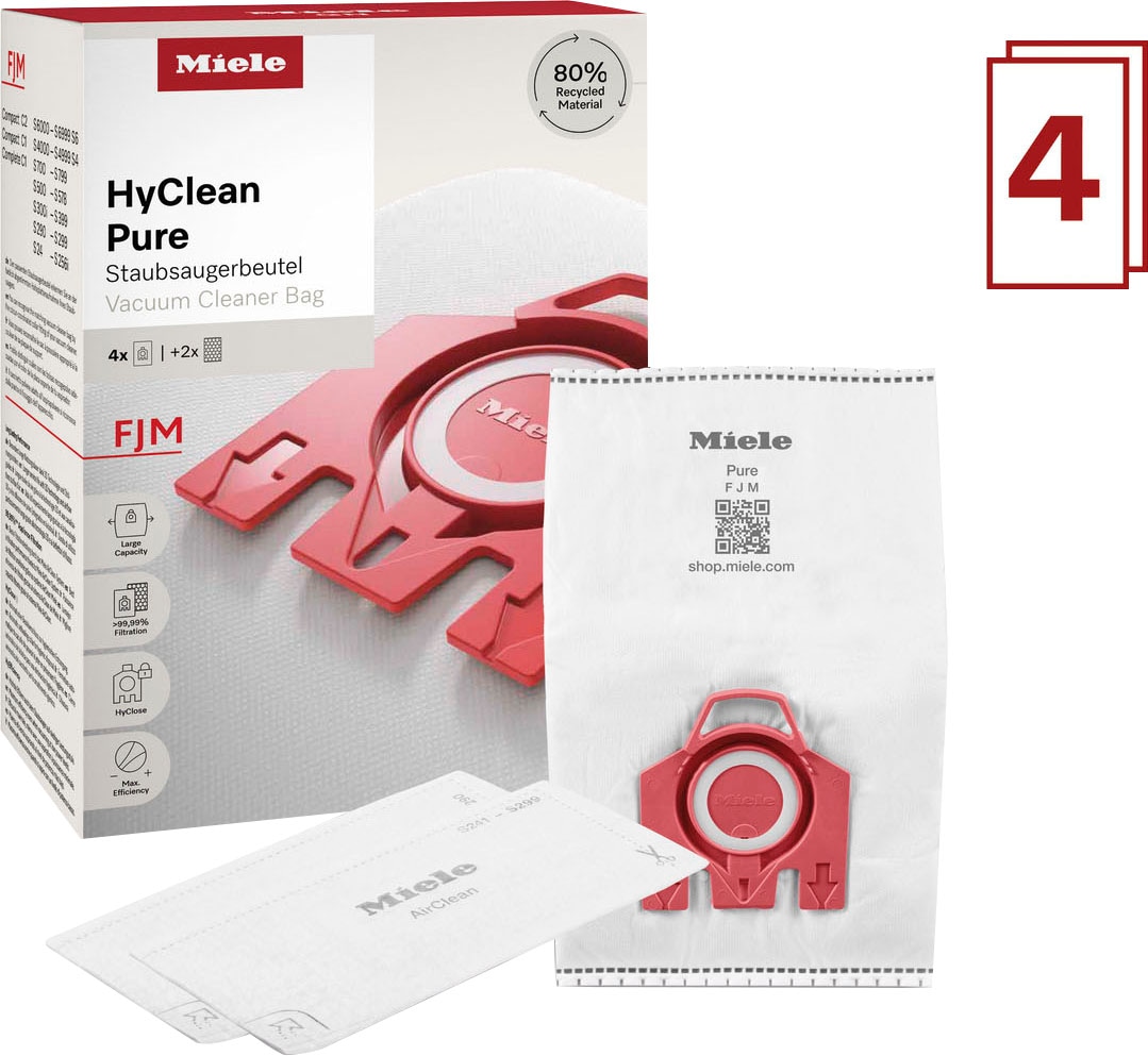 Pack HyClean | BAUR (Packung), Staubsaugerbeutel Original Filter - 2er Staubbeutel, Pure 4er »Miele Staubsaugerbeutel FJM 2.0«, Miele Zubehör Pack