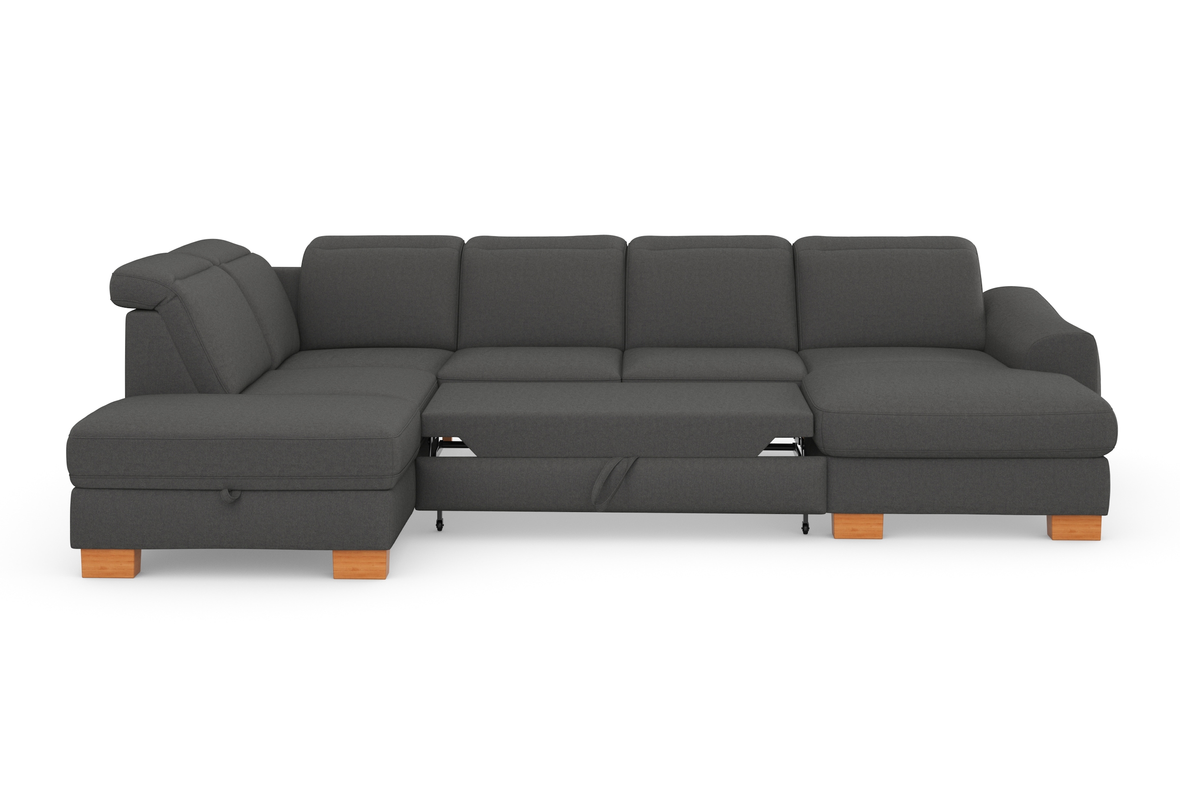sit&more Wohnlandschaft »Dundee U-Form«, mit Federkern und Massivholzfüßen, wahlweise mit Kopfteilverstellung