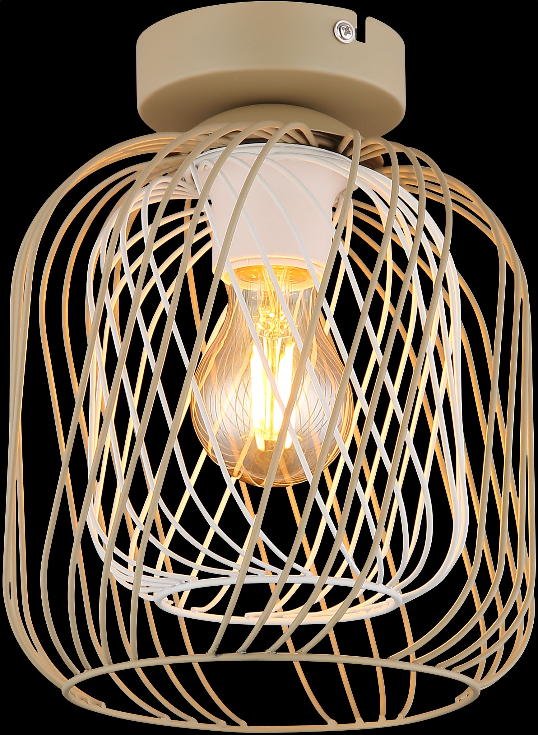 GLOBO LIGHTING Deckenleuchte »DICHTI«, Leuchtmittel E27 | ohne Leuchtmittel, Deckenlampe/sandfarben/Metallgeflecht/ø: 180mm/