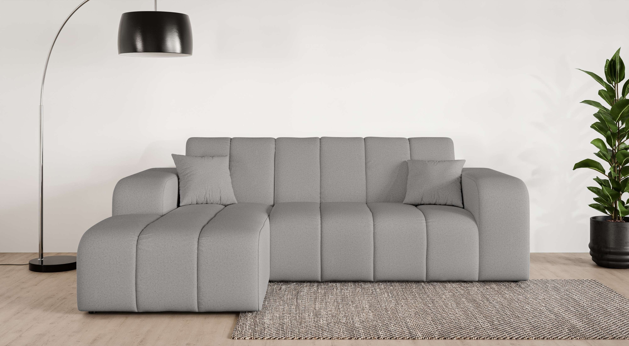 OTTO home Ecksofa "CASSY L-Form, Schlafsofa mit Bettkasten, Maße B/T/H: 245/165/88 cm" mit 2 Rückenkissen, Recamiere rechts oder links bestellbar
