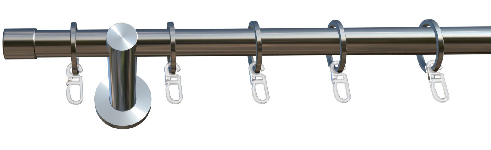 indeko Gardinenstange »Linz« Ø 16 mm 1 läufig-läufig Wunschmaßlänge Komplett-Set inkl. Ringen,Faltenlegehaken und Montagematerial