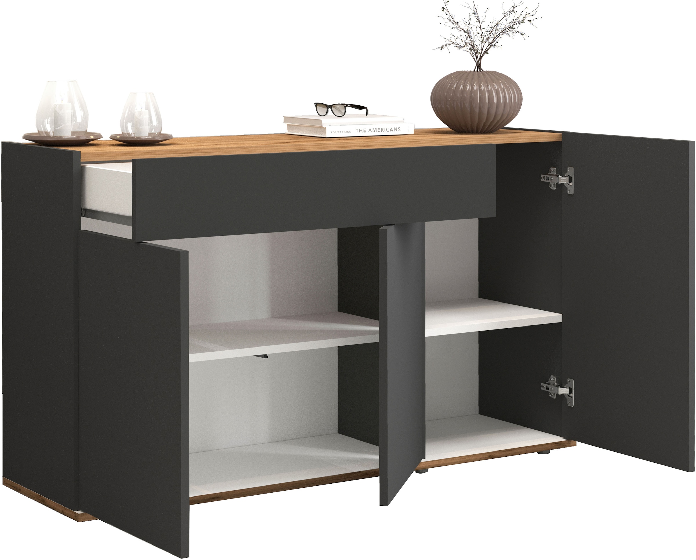 INOSIGN Sideboard »Garda, Kommode, Schrank, Kredenz«, 3 Türen, 1 Schublade, grifflos Breite 120,1 cm