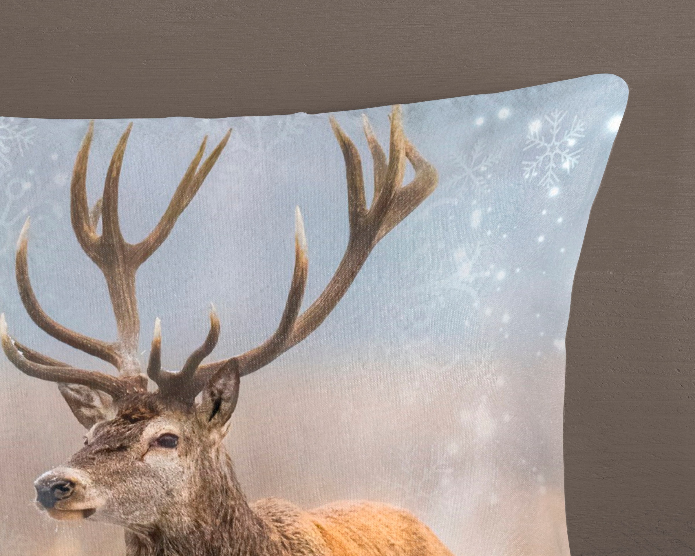 good morning Wendebettwäsche »Jolly«, Biber, 135x200, Winter, Warm, Reißverschluss, Wendeoptik, Reh