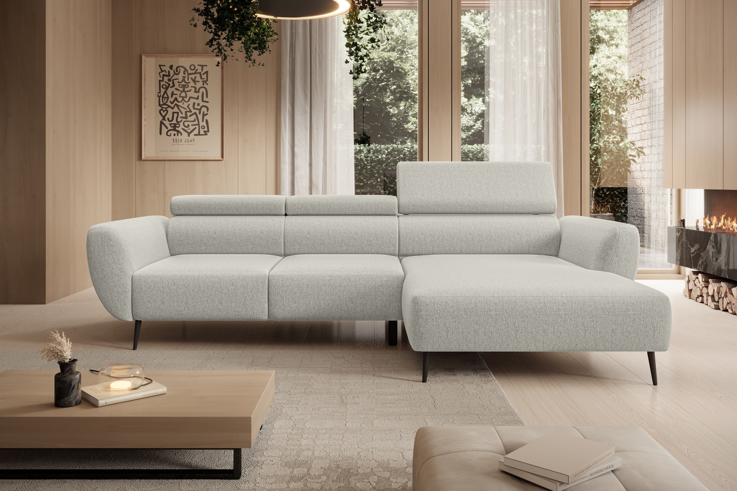 WERK2 Ecksofa "Alisson 277 x 174 cm modern und bequem" Luxus-Microfaser weich, L-Form, XXL, elektrische Sitztiefenverstellung