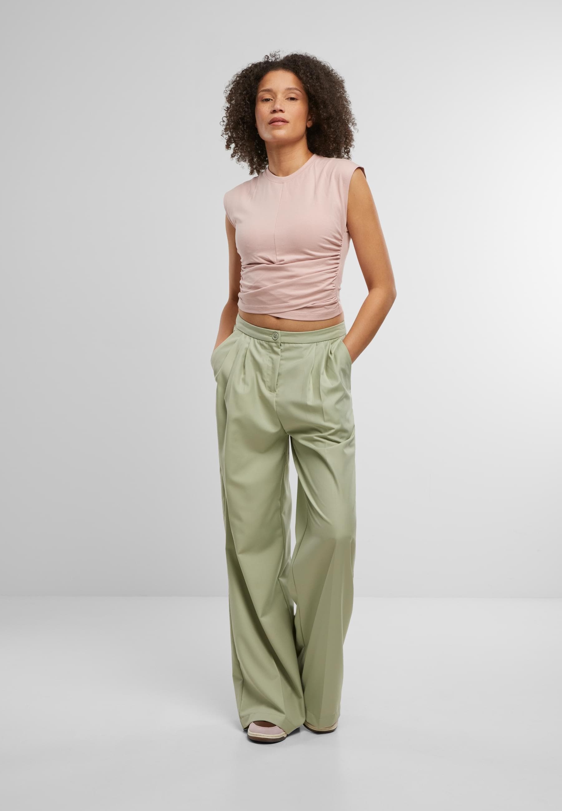 URBAN CLASSICS T-Shirt »Urban Classics Ladies Cropped Wrapped Top«, (1 tlg.)